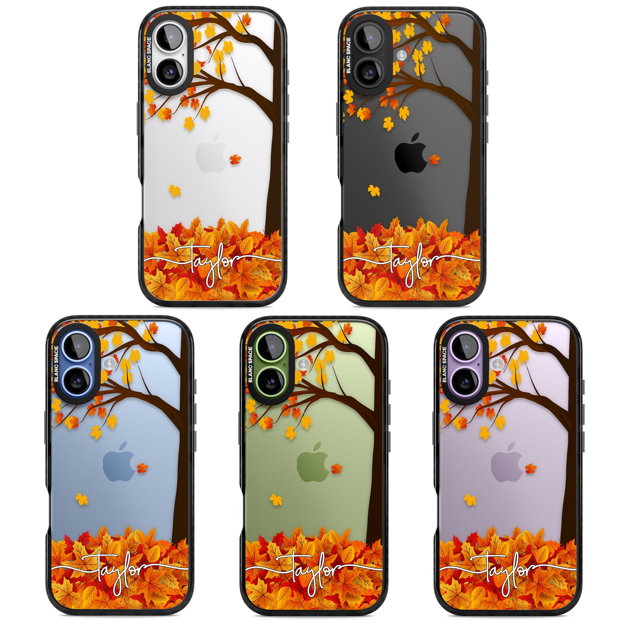 Personalised Autumn Leaves iPhone 17 Impact Black Phone Case APT Impact Protection