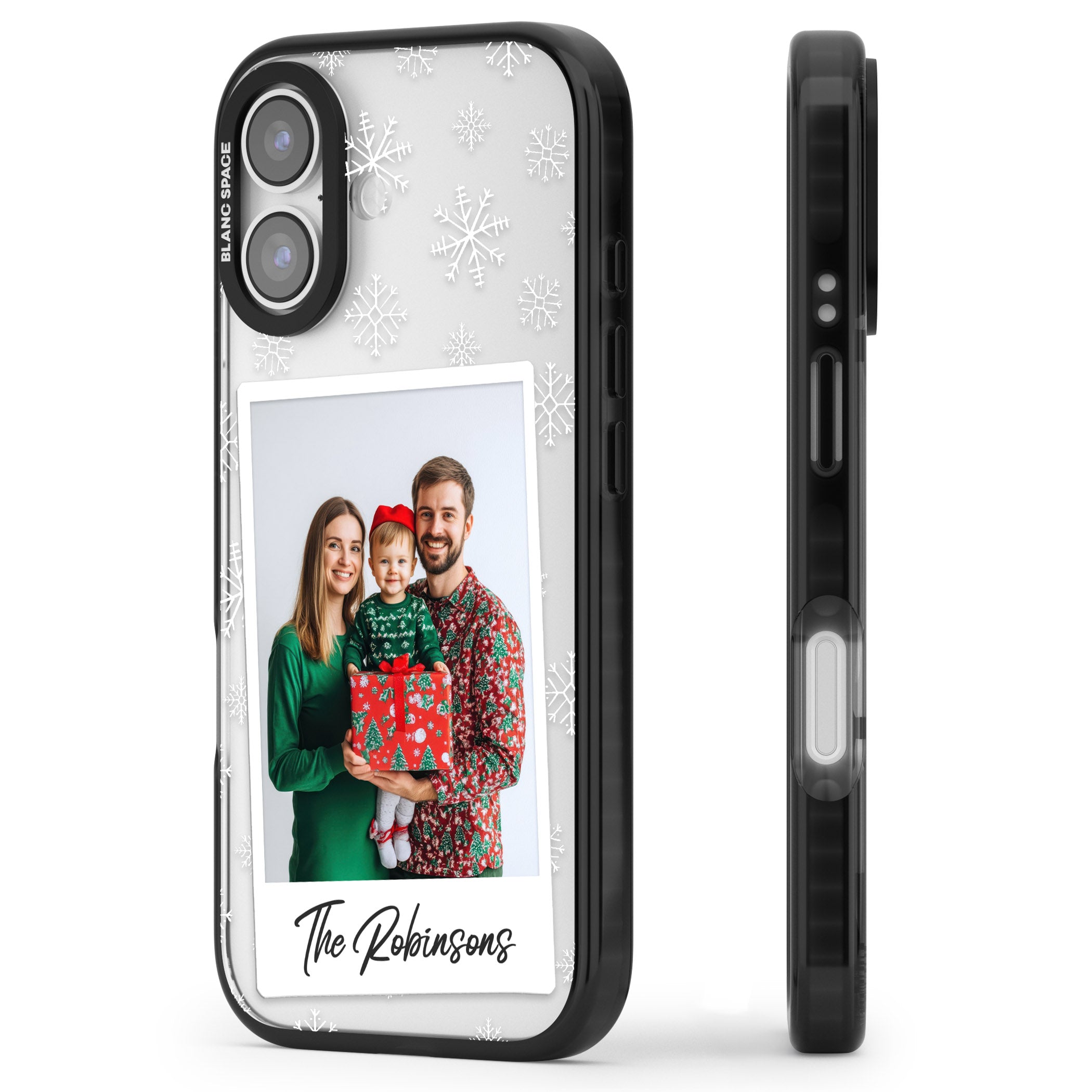 Personalised Snowflake Photo iPhone 17 Impact Black Phone Case Side Profile