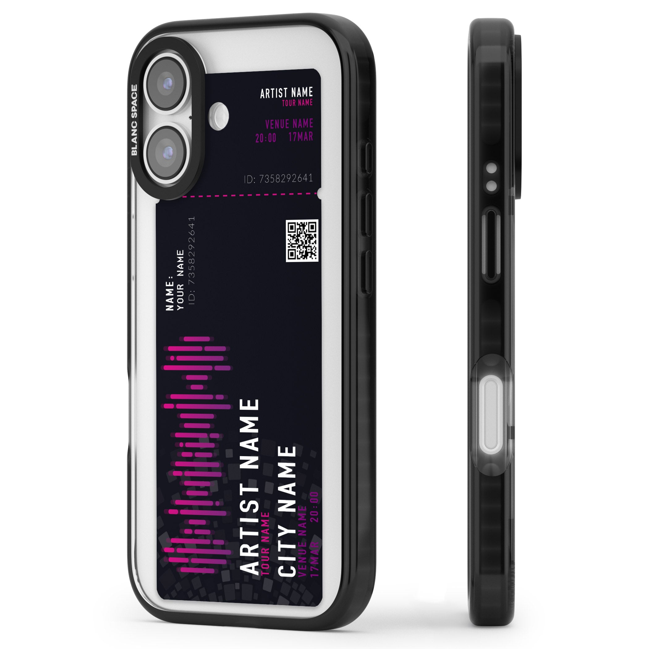 Personalised Concert Ticket iPhone 17 Impact Black Phone Case Side Profile