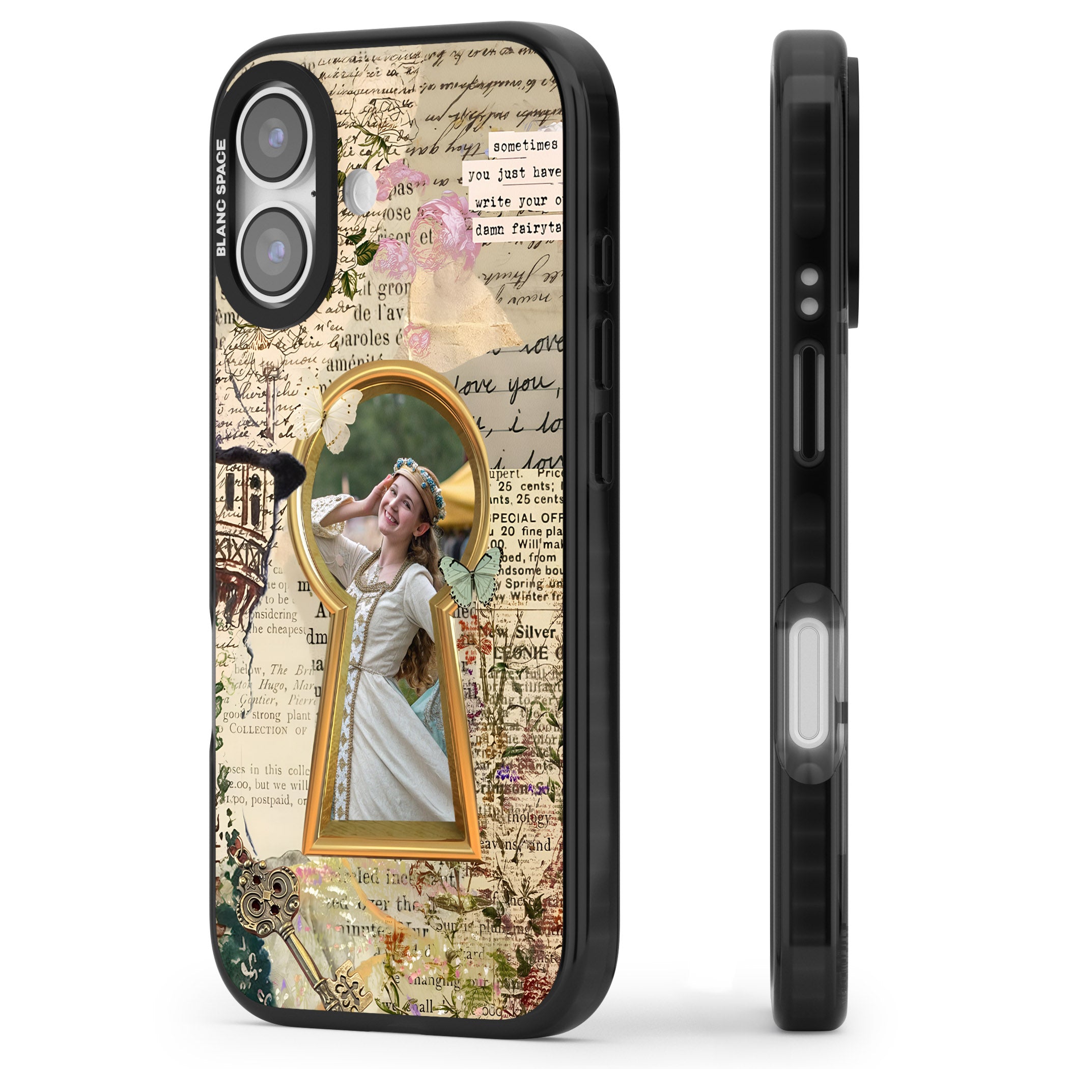 Personalised Bookpage Keyhole Frame iPhone 17 Impact Black Phone Case Side Profile