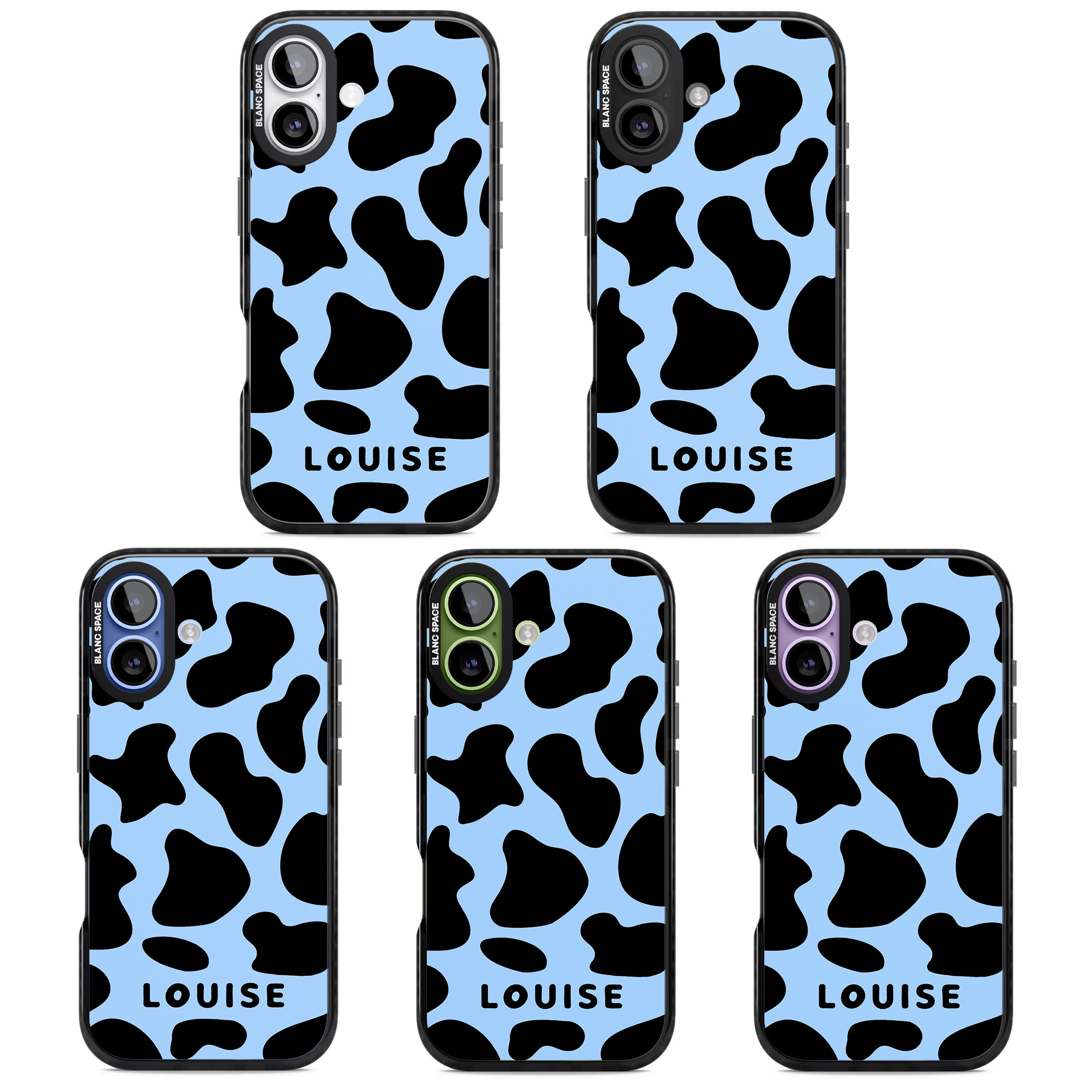 Personalised Blue And Black Cow Print iPhone 17 Impact Black Phone Case APT Impact Protection