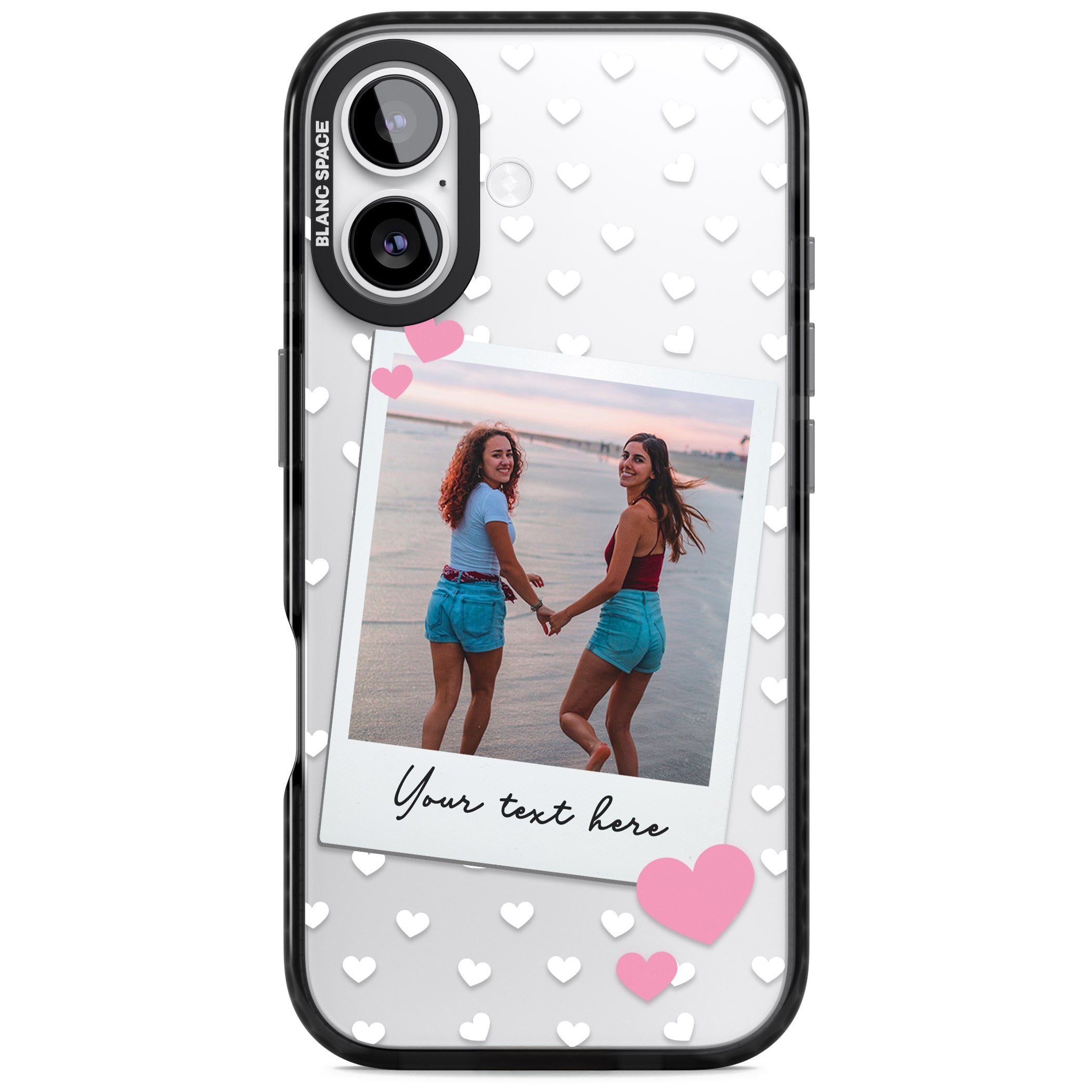 Personalised Hearts Instant Camera Photo iPhone 17 Impact Black Phone Case