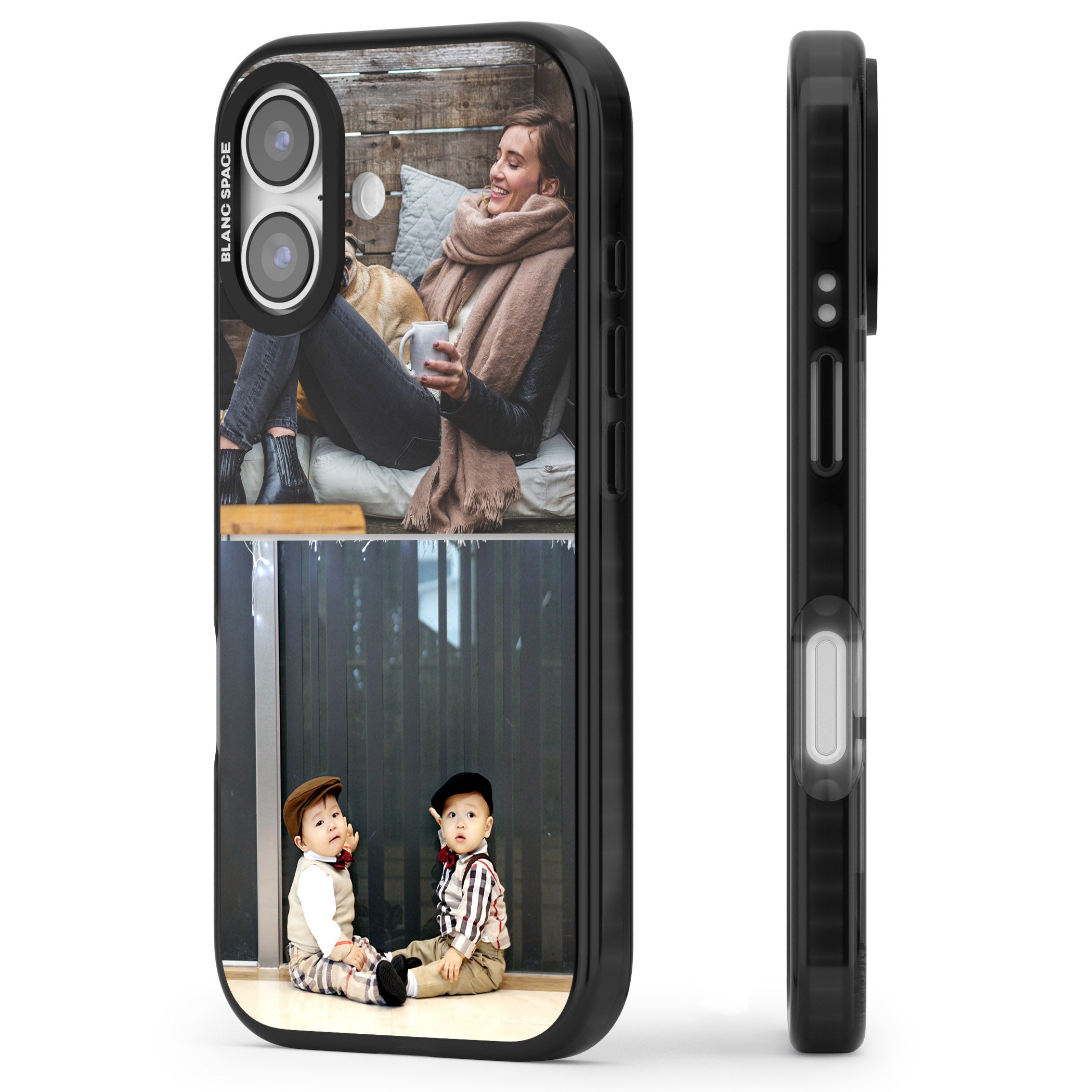 Personalised 2 Photo Grid iPhone 17 Impact Black Phone Case Side Profile