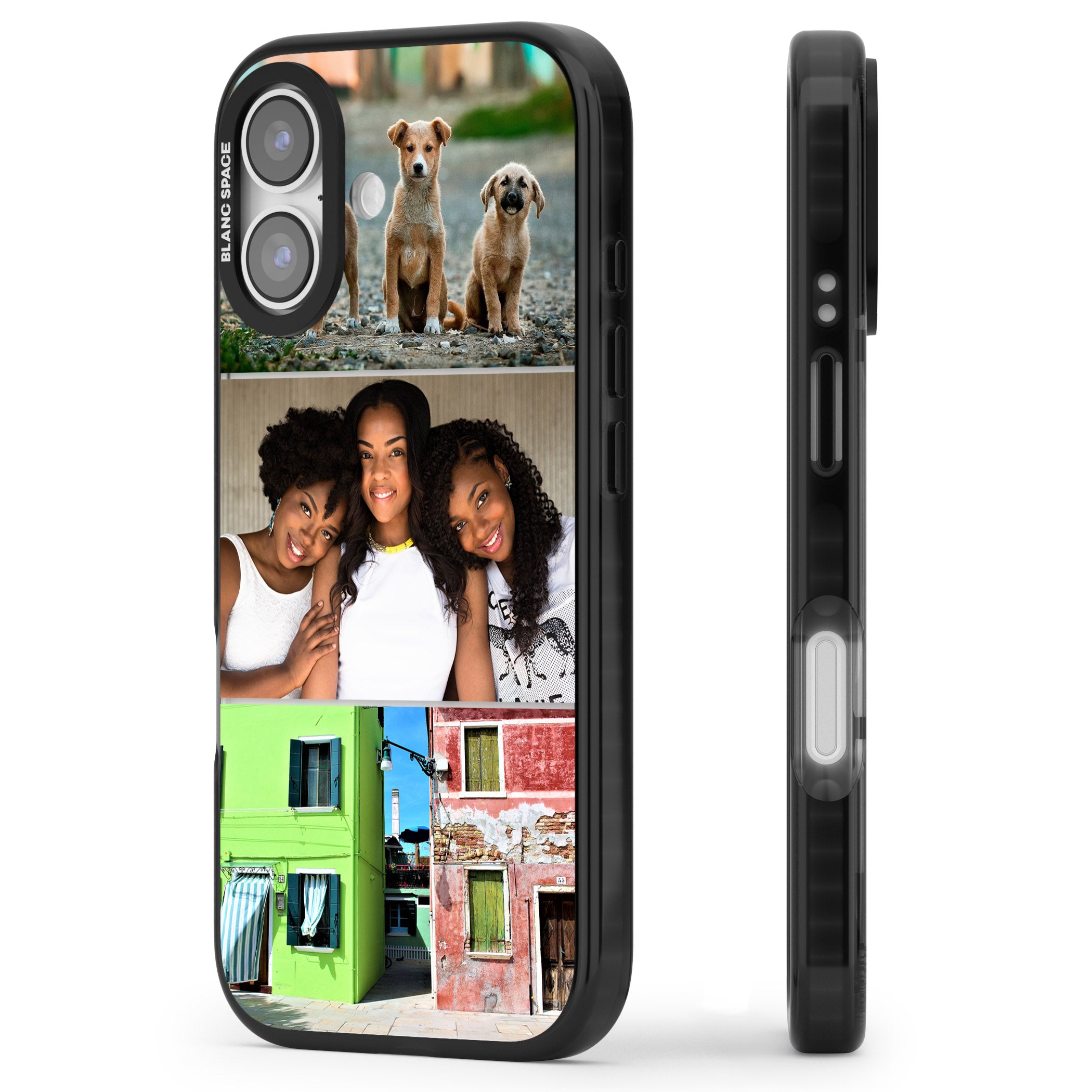 Personalised 3 Photo Grid iPhone 17 Impact Black Phone Case Side Profile