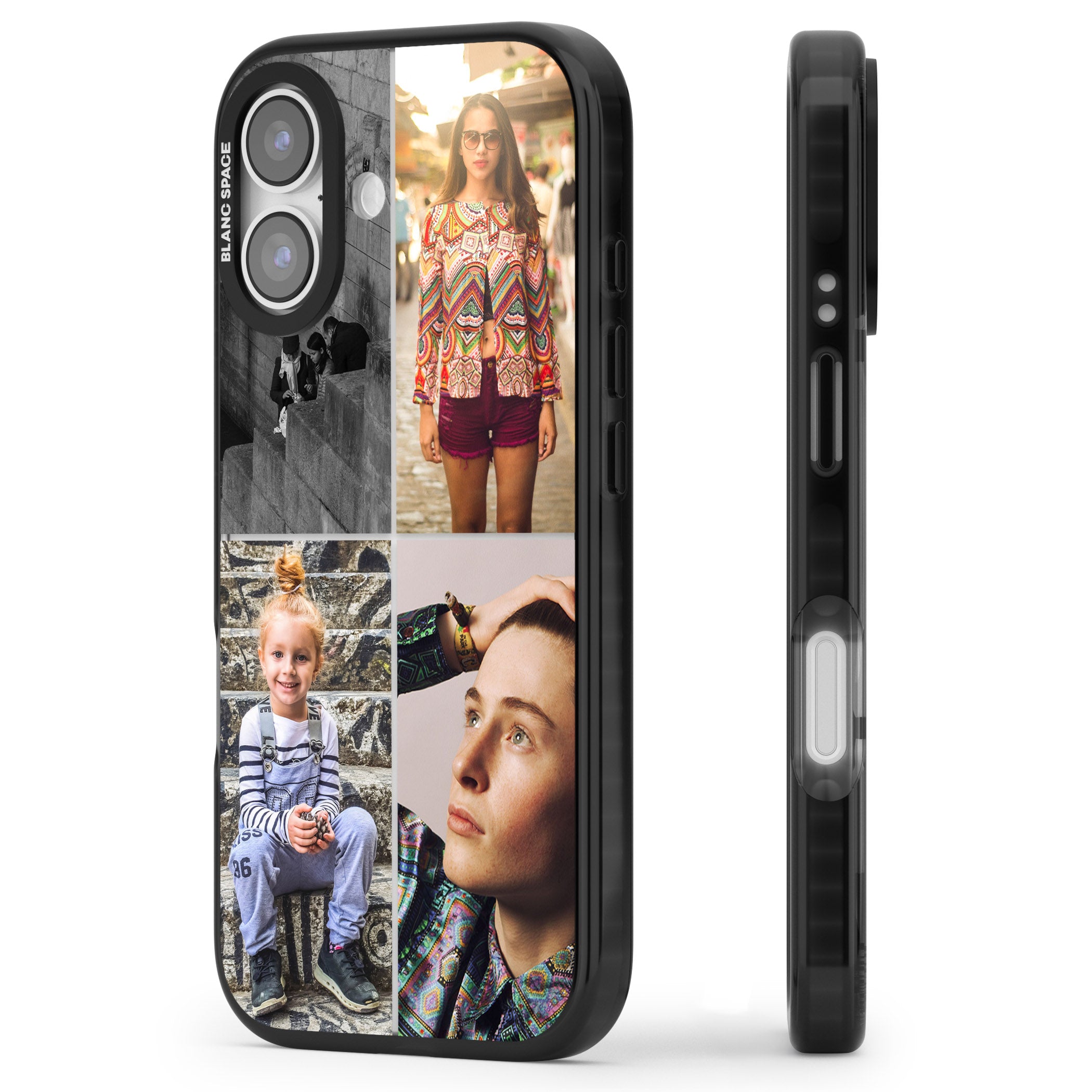 Personalised 4 Photo Grid iPhone 17 Impact Black Phone Case Side Profile