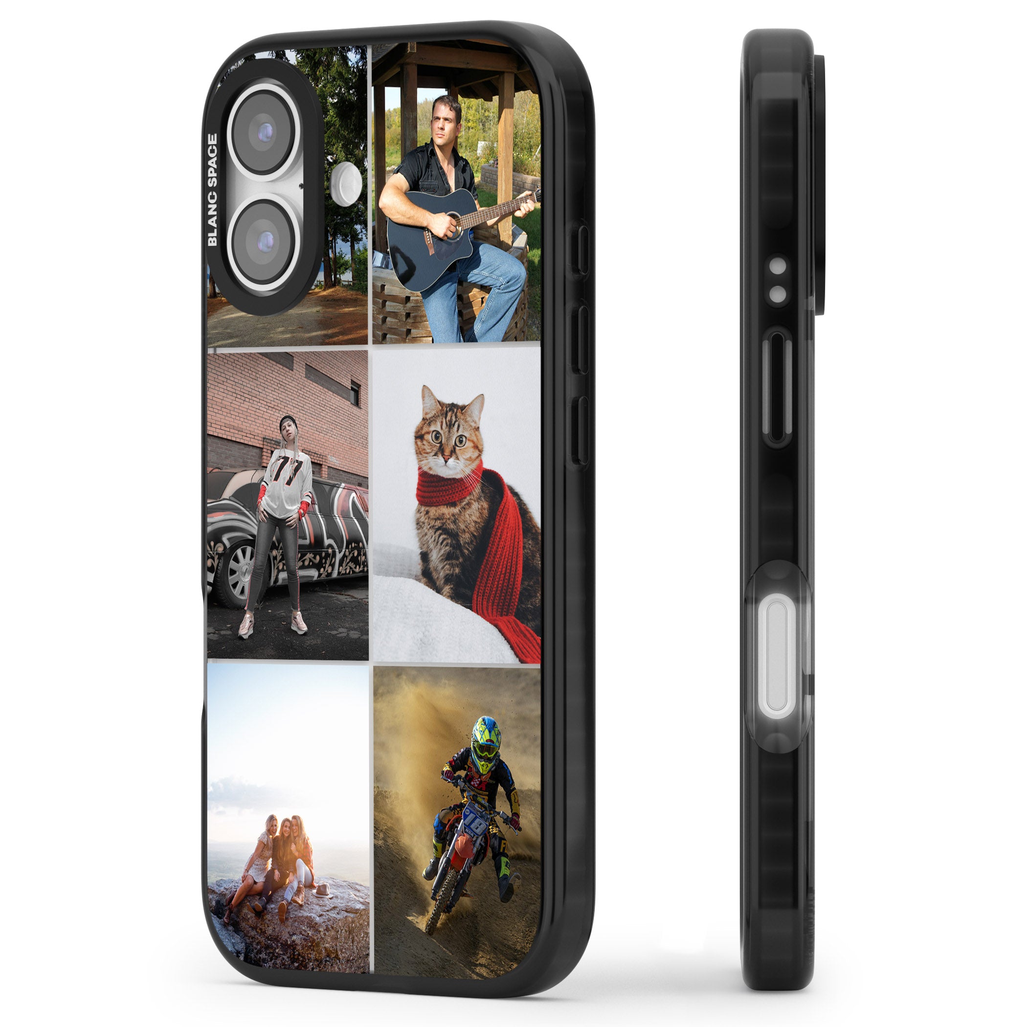 Personalised 6 Photo Grid iPhone 17 Impact Black Phone Case Side Profile