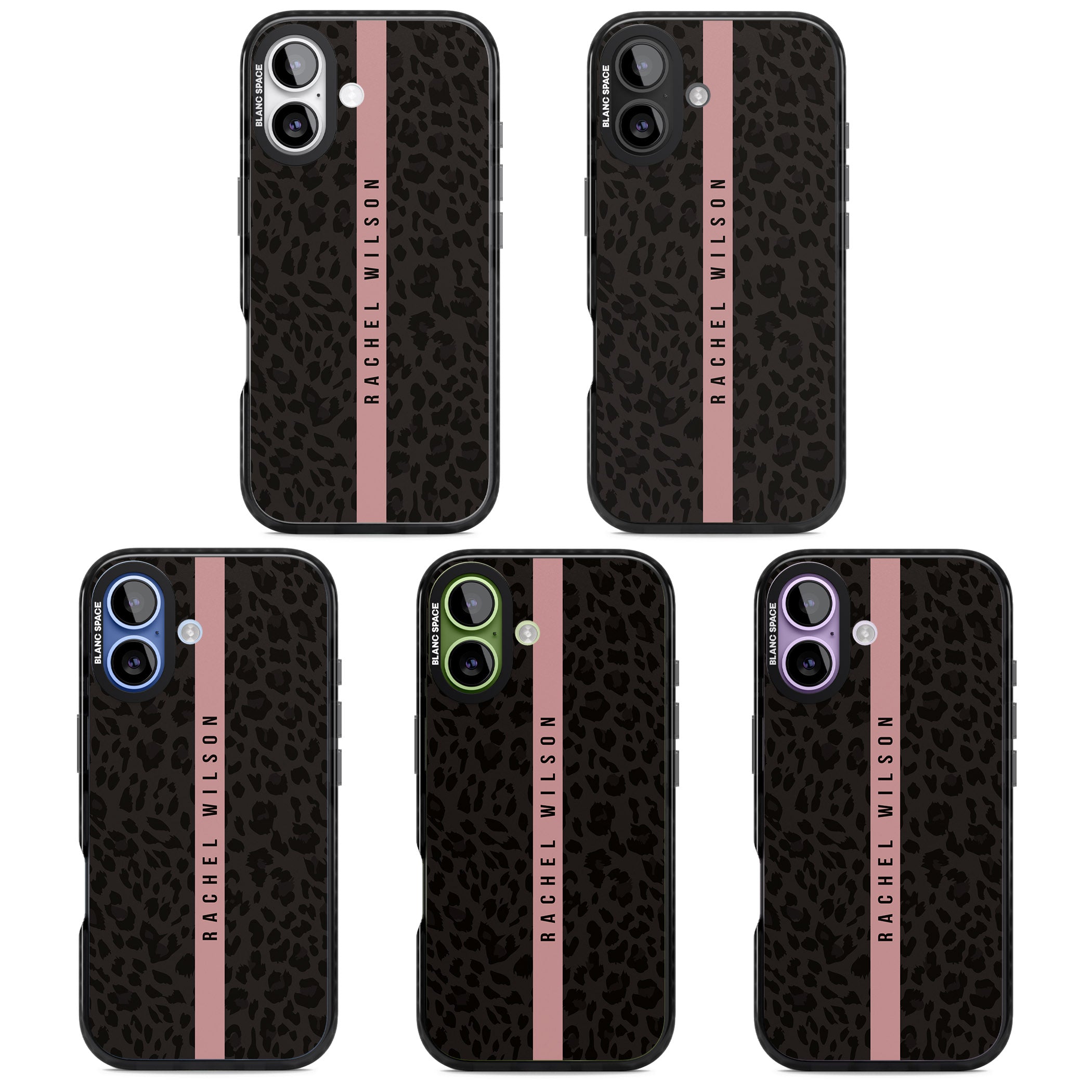 Personalised Pink Stripe Leopard iPhone 17 Impact Black Phone Case APT Impact Protection
