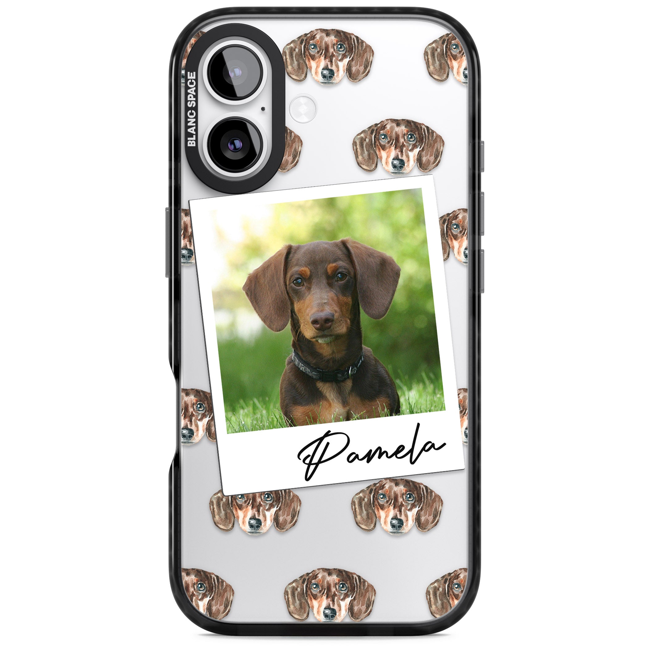 Personalised Brown Dachshund Instant Camera Photo iPhone 17 Impact Black Phone Case