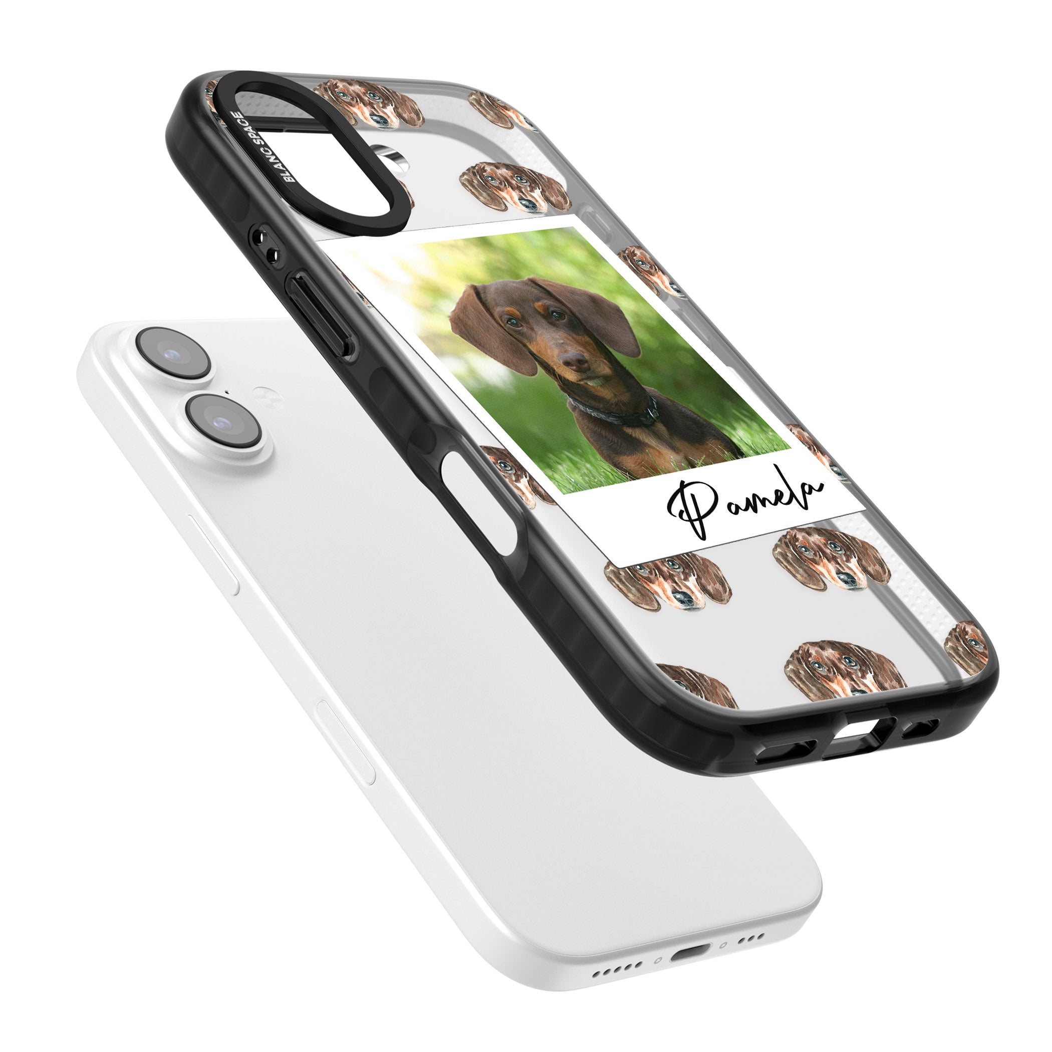 Personalised Brown Dachshund Instant Camera Photo iPhone 17 Impact Black Phone Case Colours