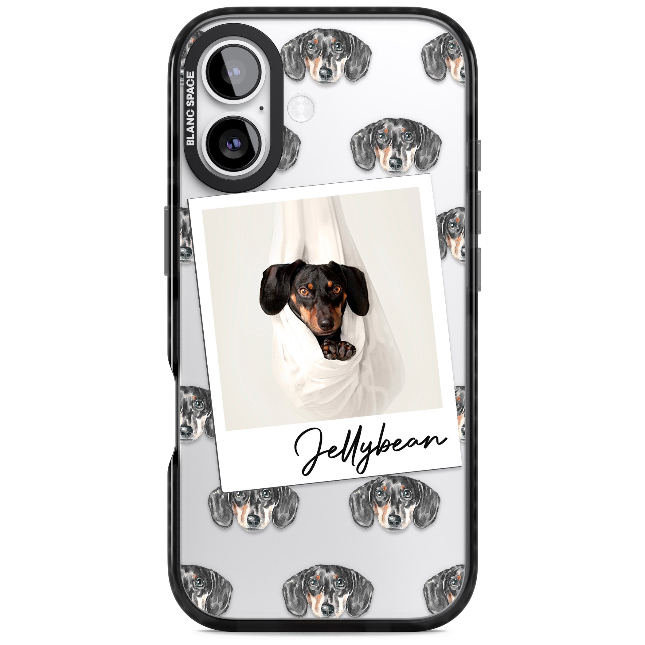 Personalised Black Dachshund Instant Camera Photo iPhone 17 Impact Black Phone Case