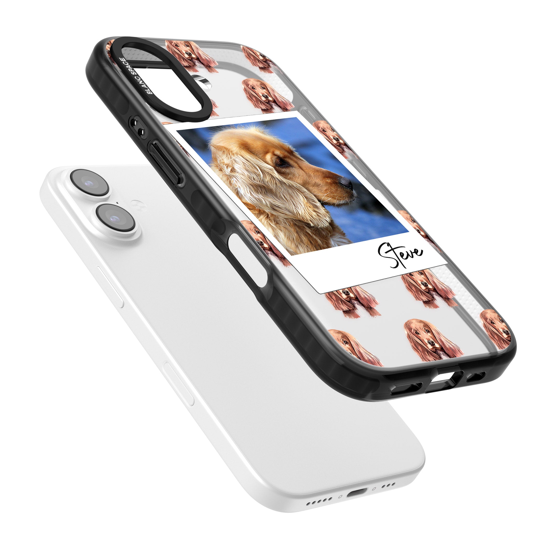 Personalised Cocker Spaniel Instant Camera Photo iPhone 17 Impact Black Phone Case Colours