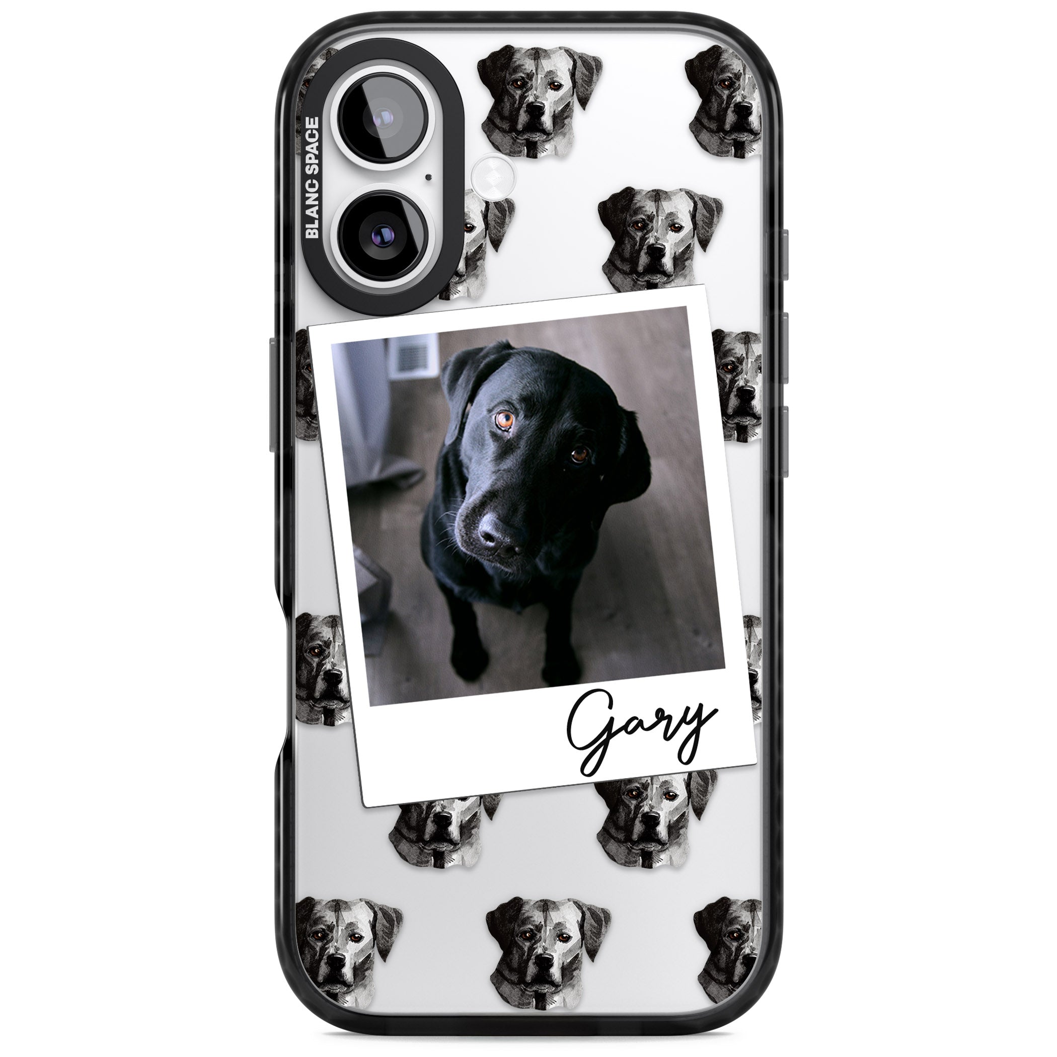 Personalised Black Labrador Instant Camera Photo iPhone 17 Impact Black Phone Case
