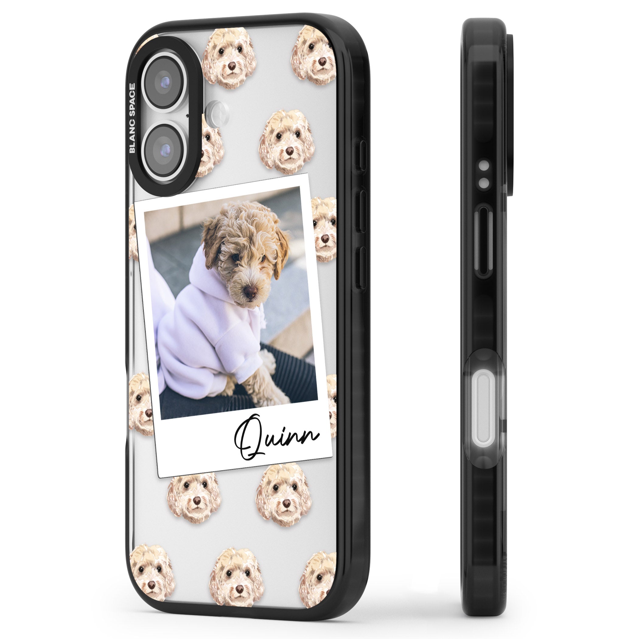 Personalised Cream Cockapoo Instant Camera Photo iPhone 17 Impact Black Phone Case Side Profile