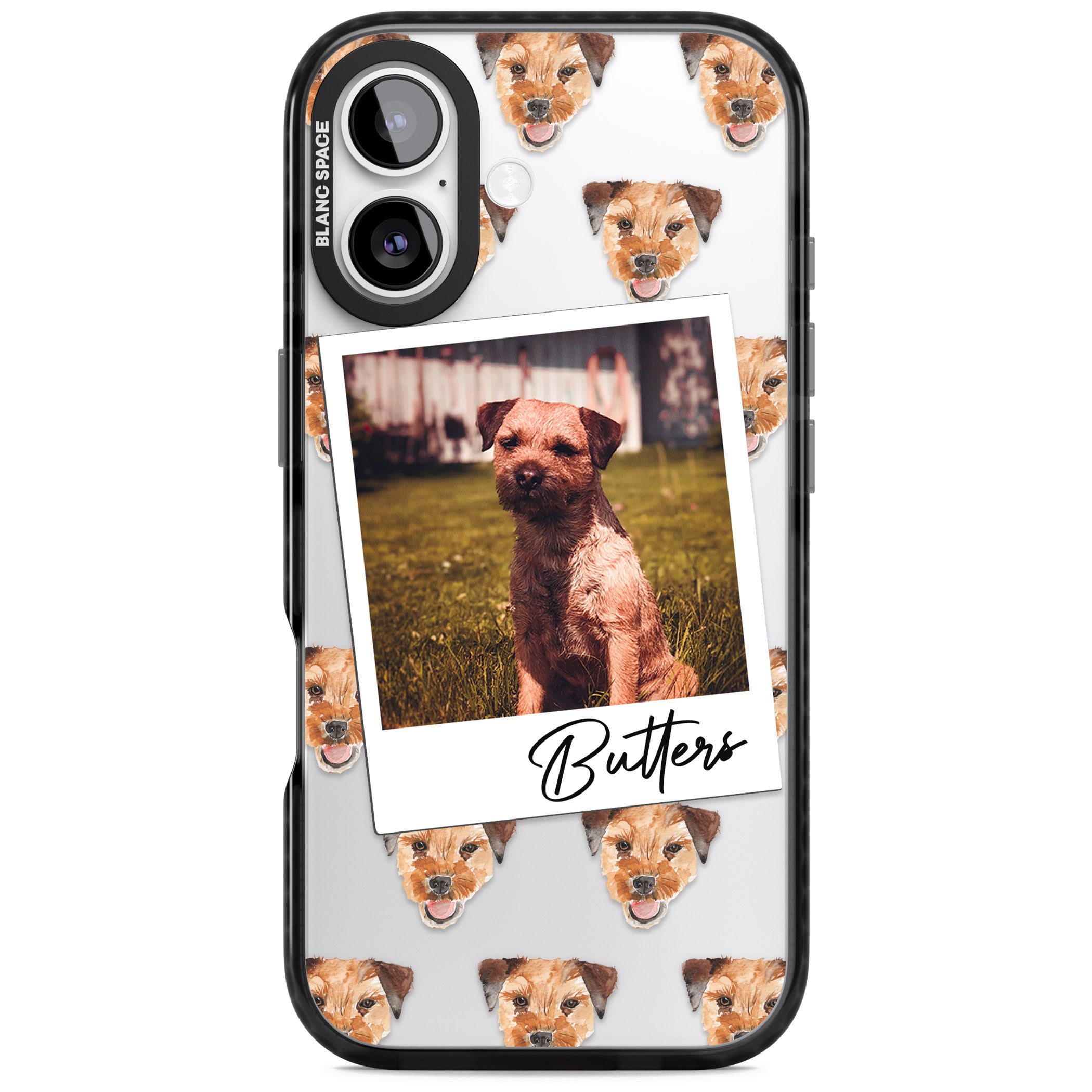 Personalised Border Terrier Instant Camera Photo iPhone 17 Impact Black Phone Case