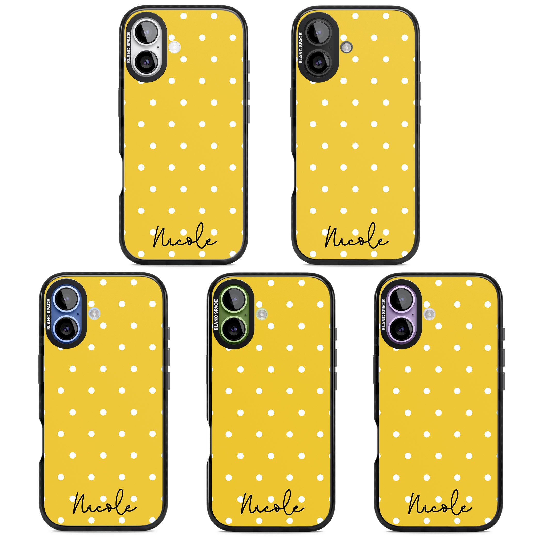 Personalised Yellow Polka Dot iPhone 17 Impact Black Phone Case APT Impact Protection