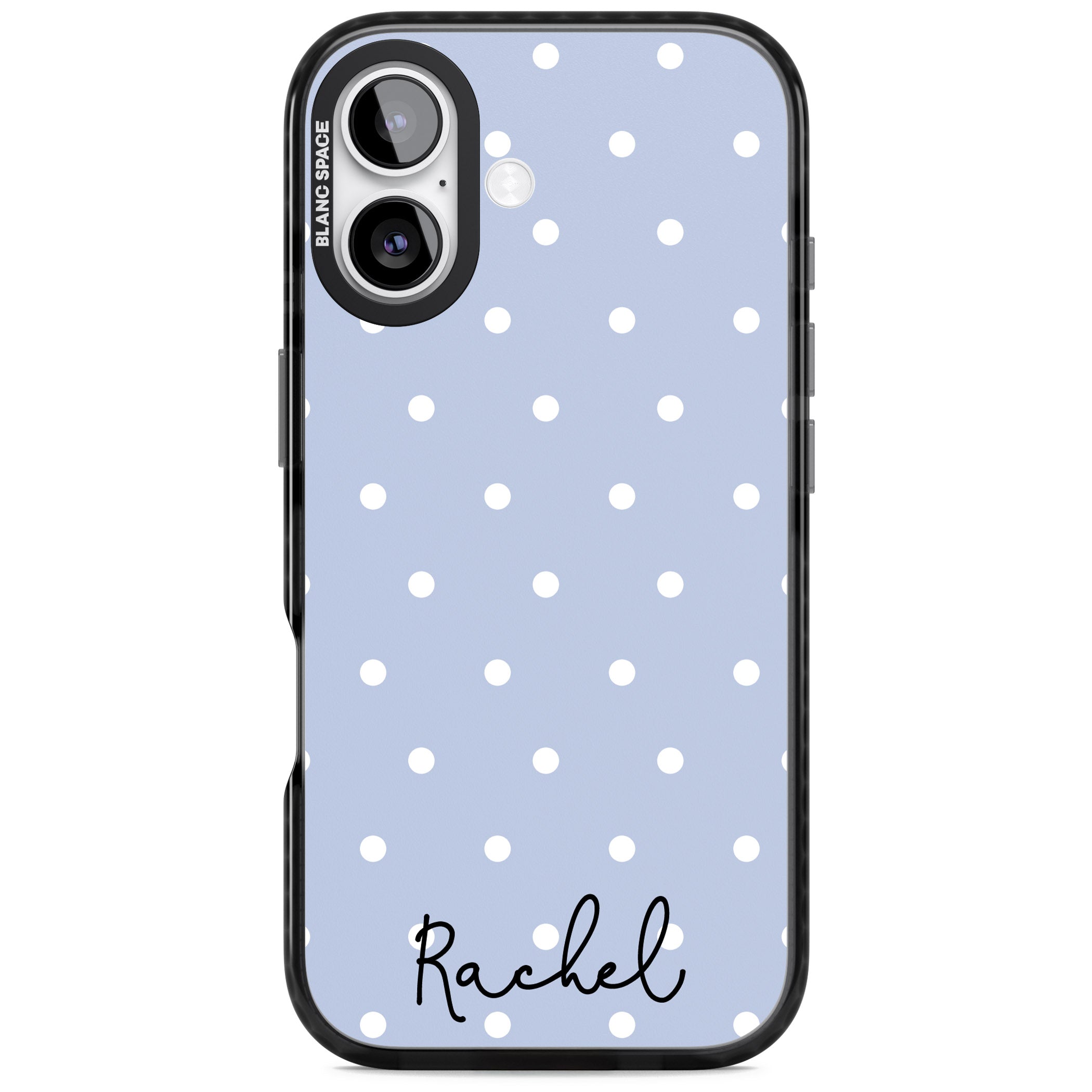 Personalised Simple Light Blue Dots iPhone 17 Impact Black Phone Case