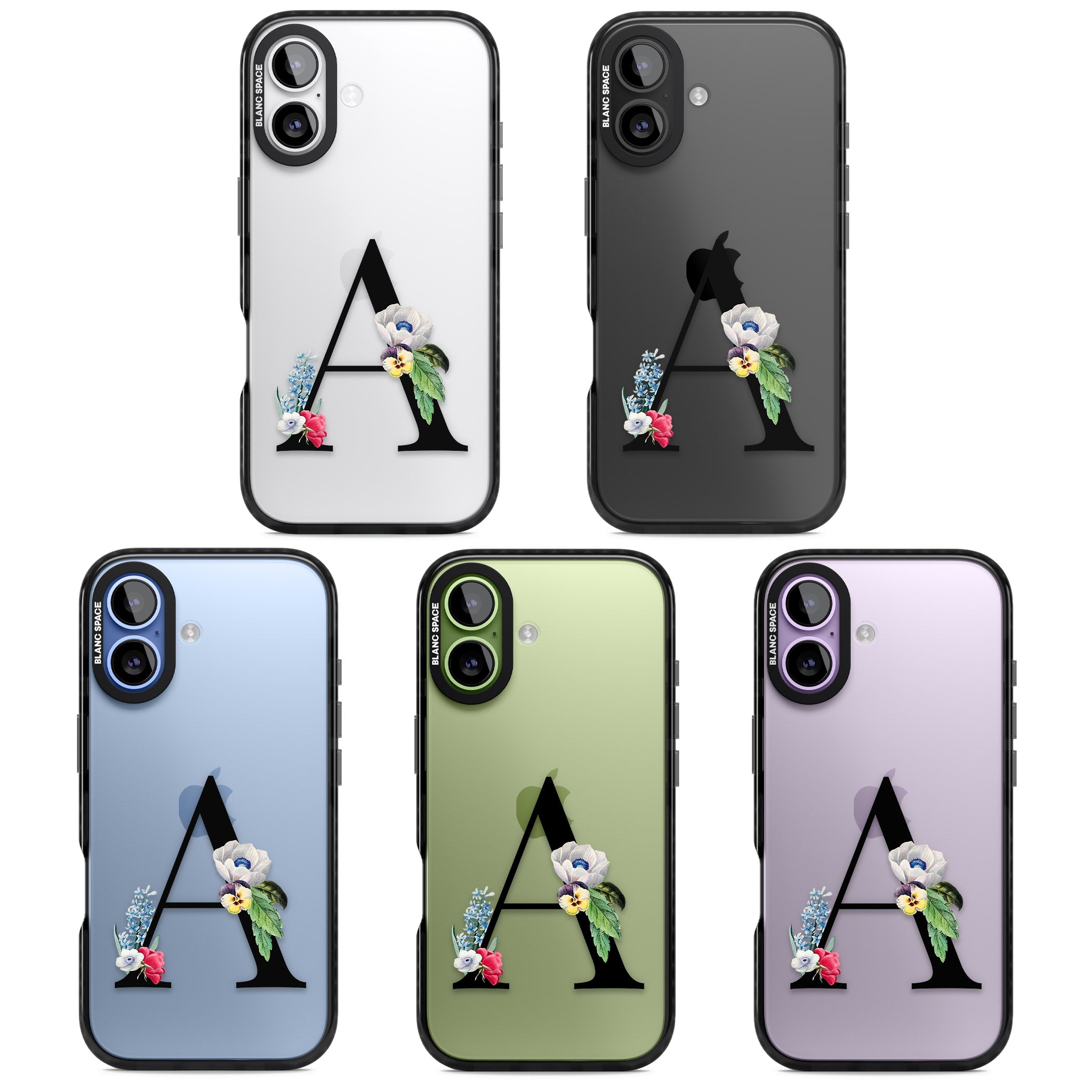Personalised Floral Initial iPhone 17 Impact Black Phone Case APT Impact Protection