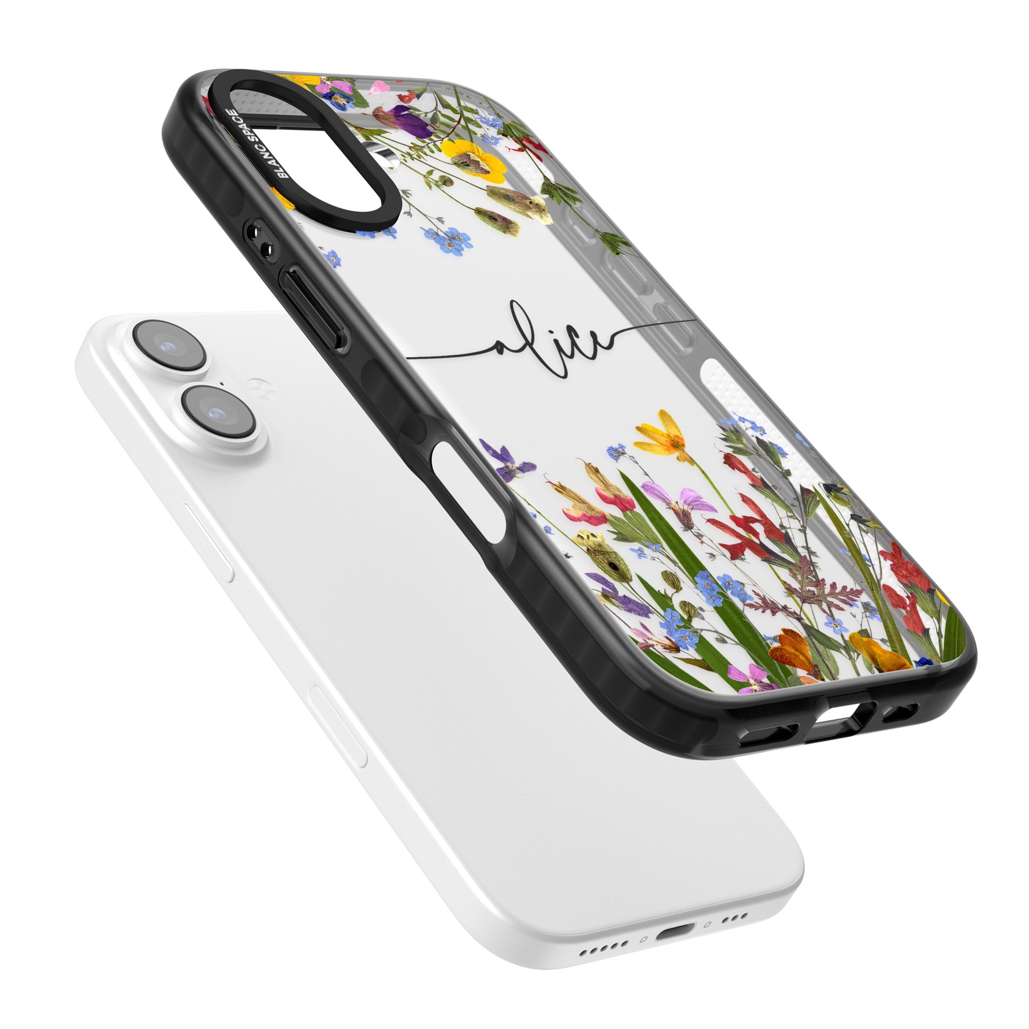 Personalised Wildflower Floral iPhone 17 Impact Black Phone Case Colours