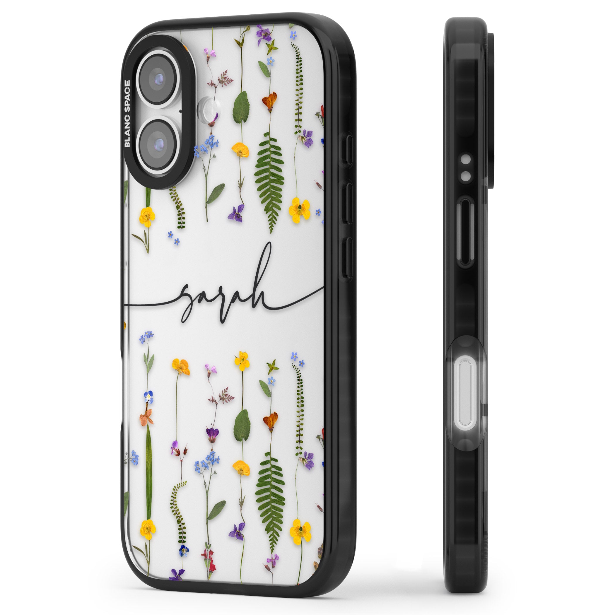 Personalised Wildflower Chain iPhone 17 Impact Black Phone Case Side Profile