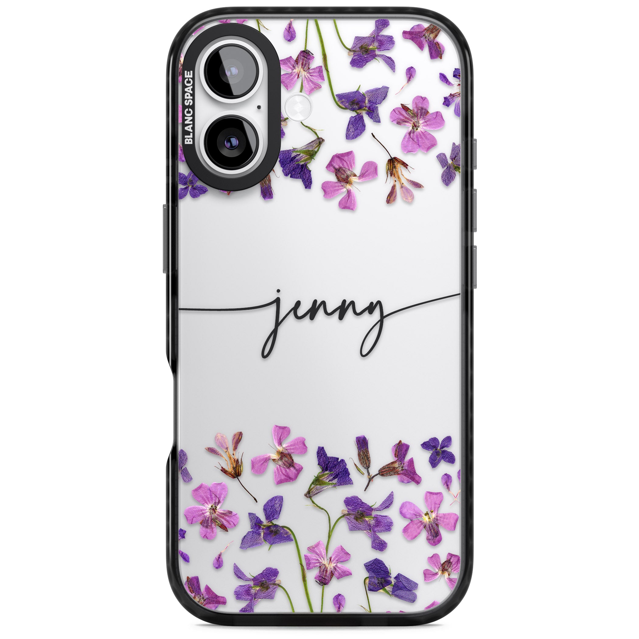 Personalised Purple Violets iPhone 17 Impact Black Phone Case