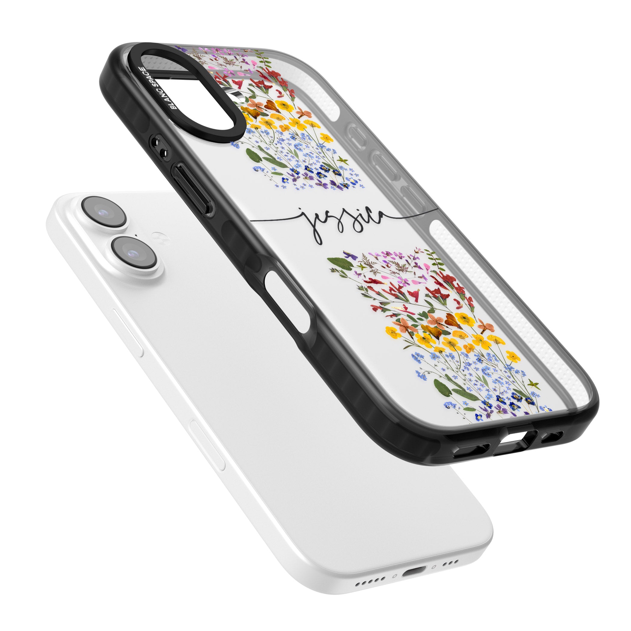 Personalised Wildflower Stripe iPhone 17 Impact Black Phone Case Colours
