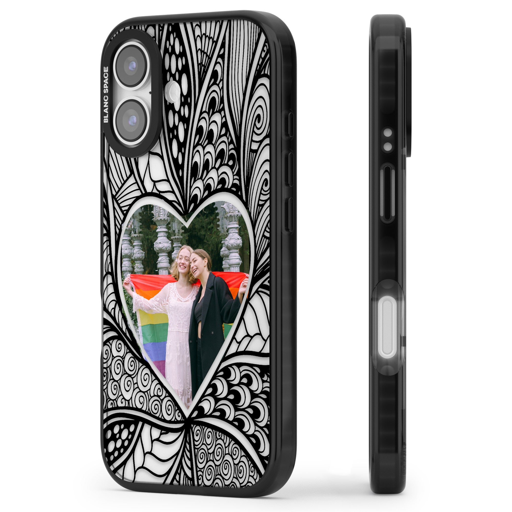 Personalised Henna Heart Photo Case iPhone 17 Impact Black Phone Case Side Profile