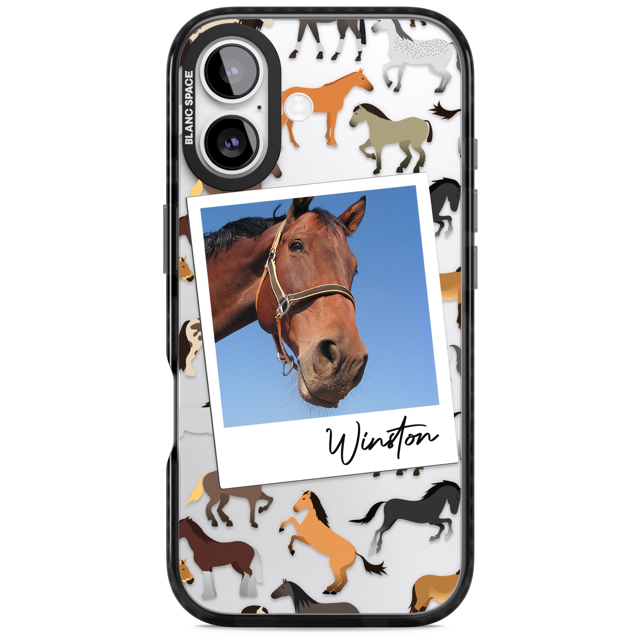 Personalised Horse Polaroid iPhone 17 Impact Black Phone Case