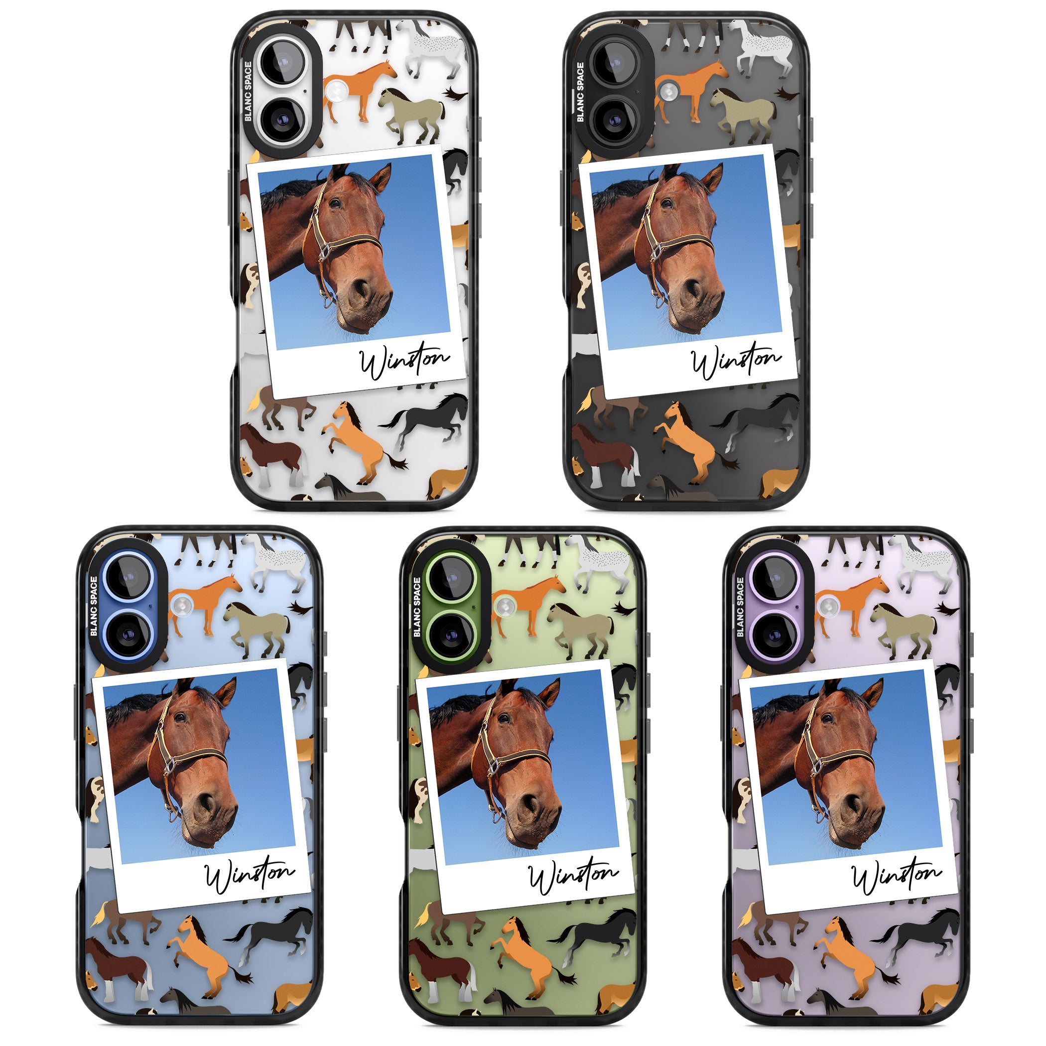 Personalised Horse Polaroid iPhone 17 Impact Black Phone Case APT Impact Protection