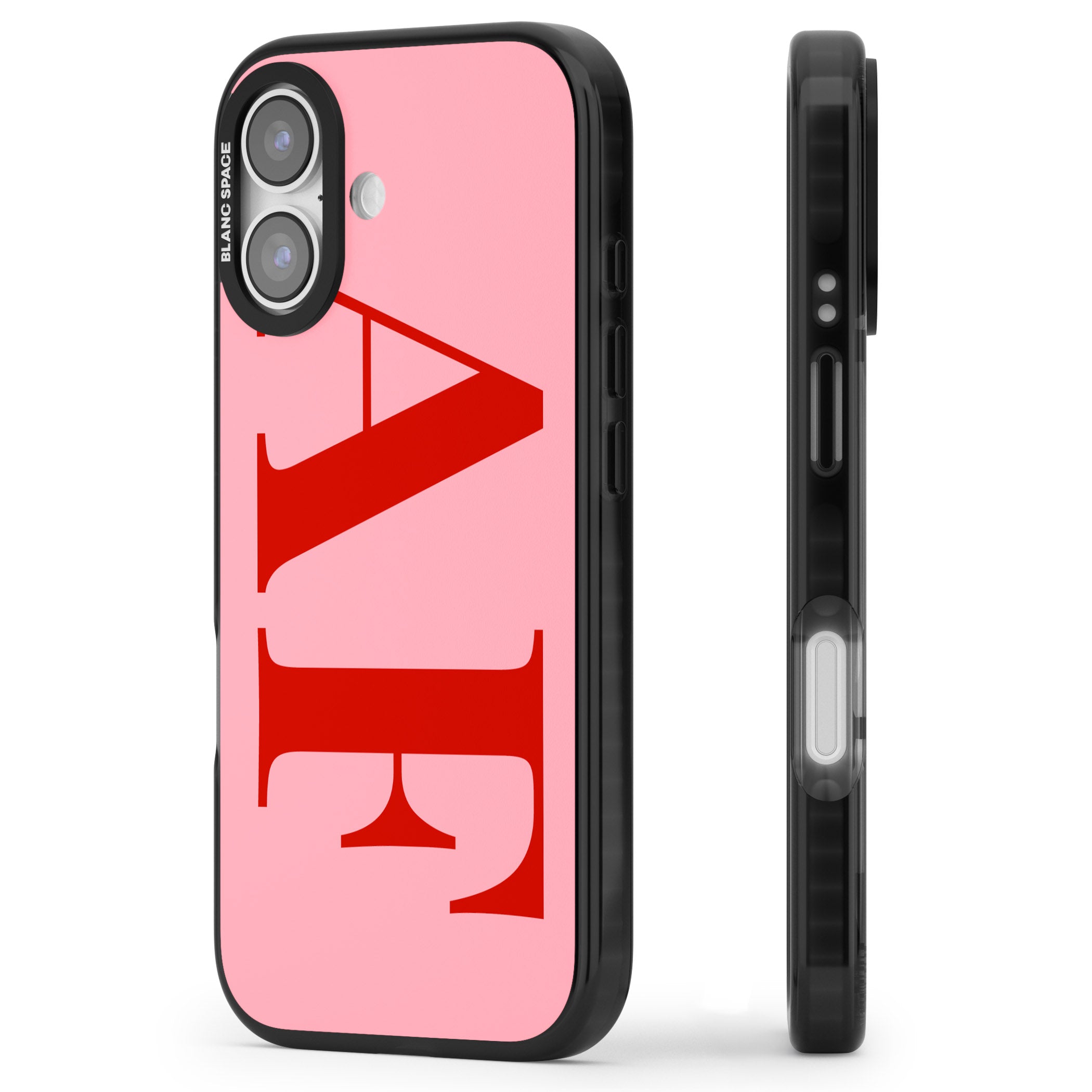 Personalised Red & Pink Letters iPhone 17 Impact Black Phone Case Side Profile