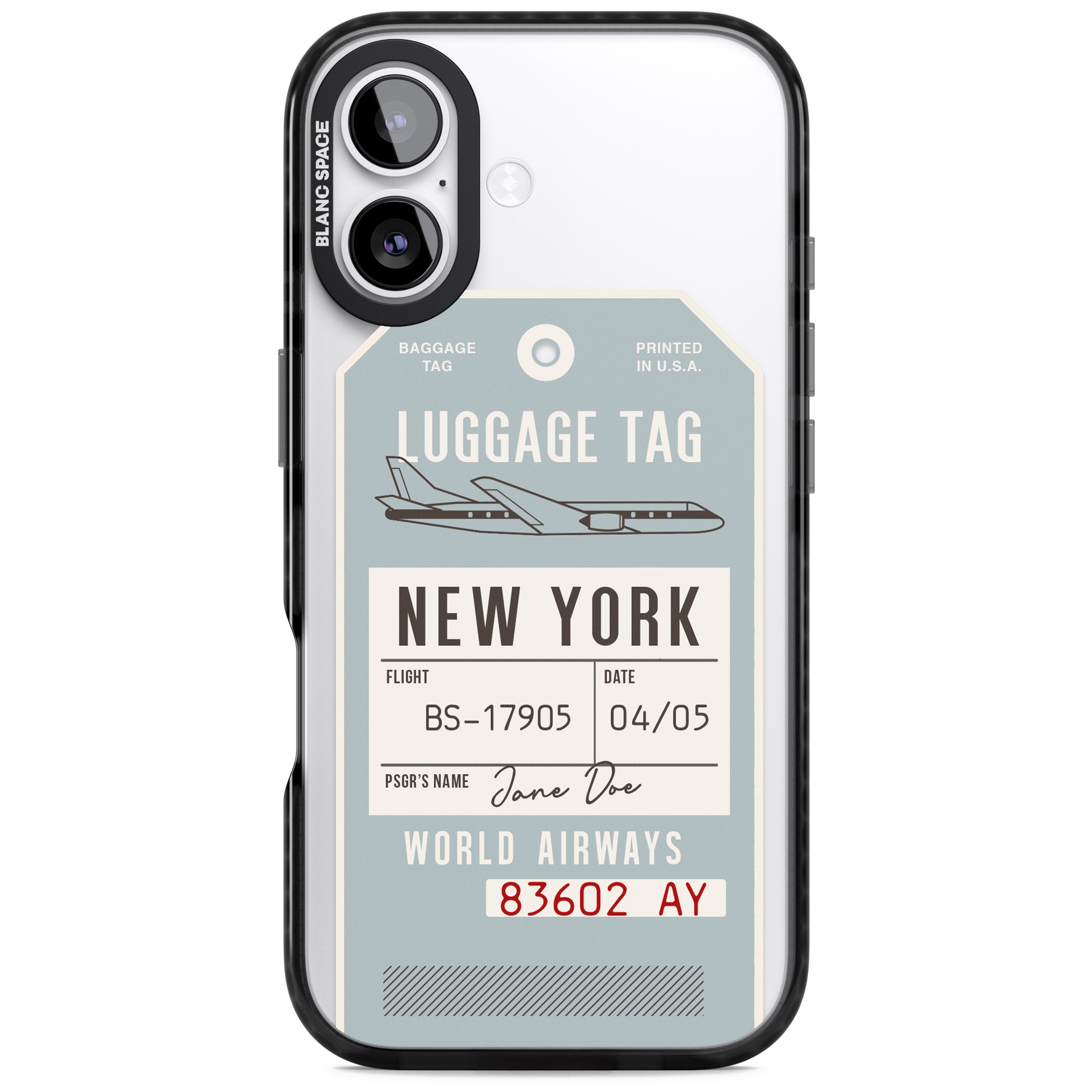 Personalised Vintage Usa Luggage Tag iPhone 17 Impact Black Phone Case