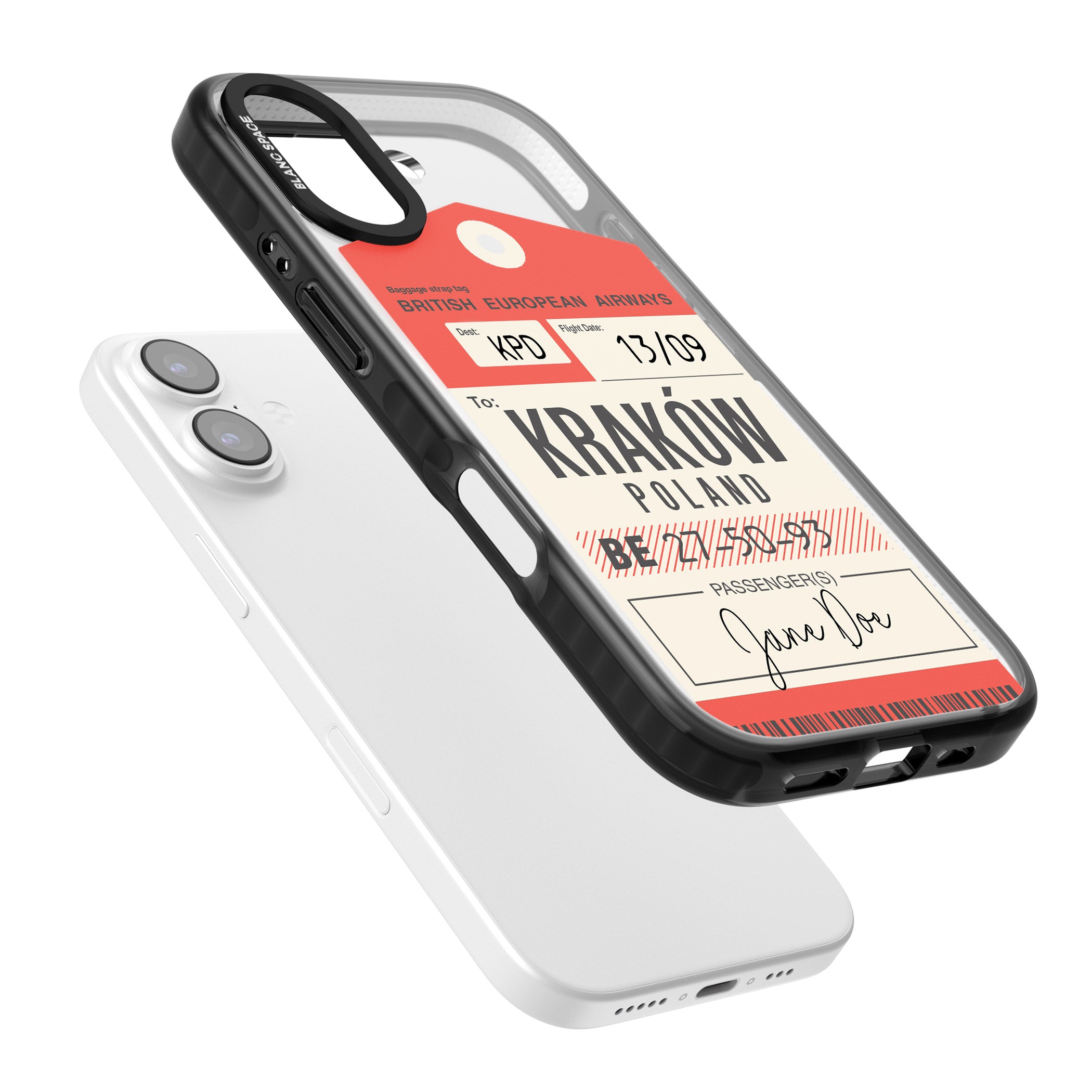 Personalised Vintage Bea Luggage Tag iPhone 17 Impact Black Phone Case Colours