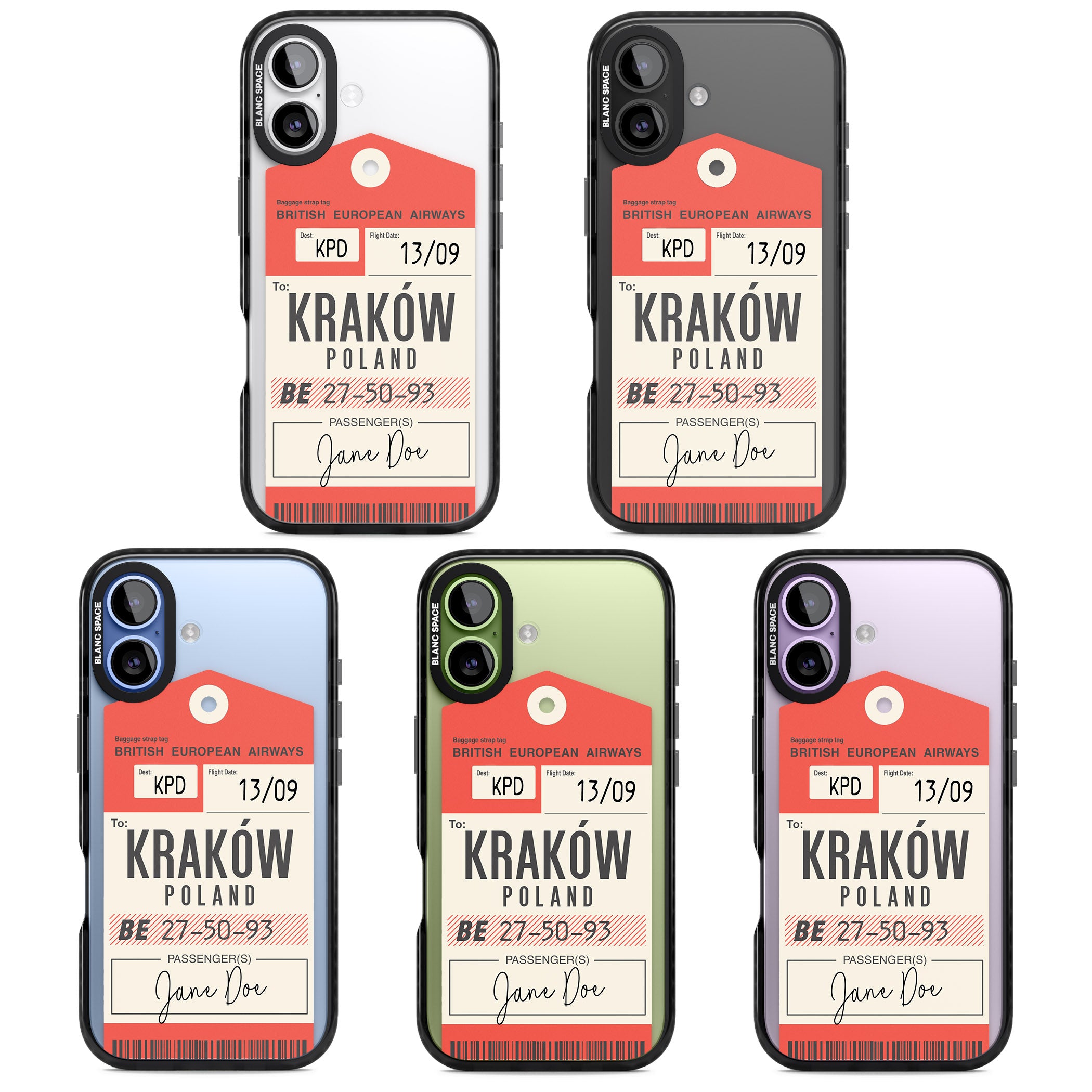 Personalised Vintage Bea Luggage Tag iPhone 17 Impact Black Phone Case APT Impact Protection