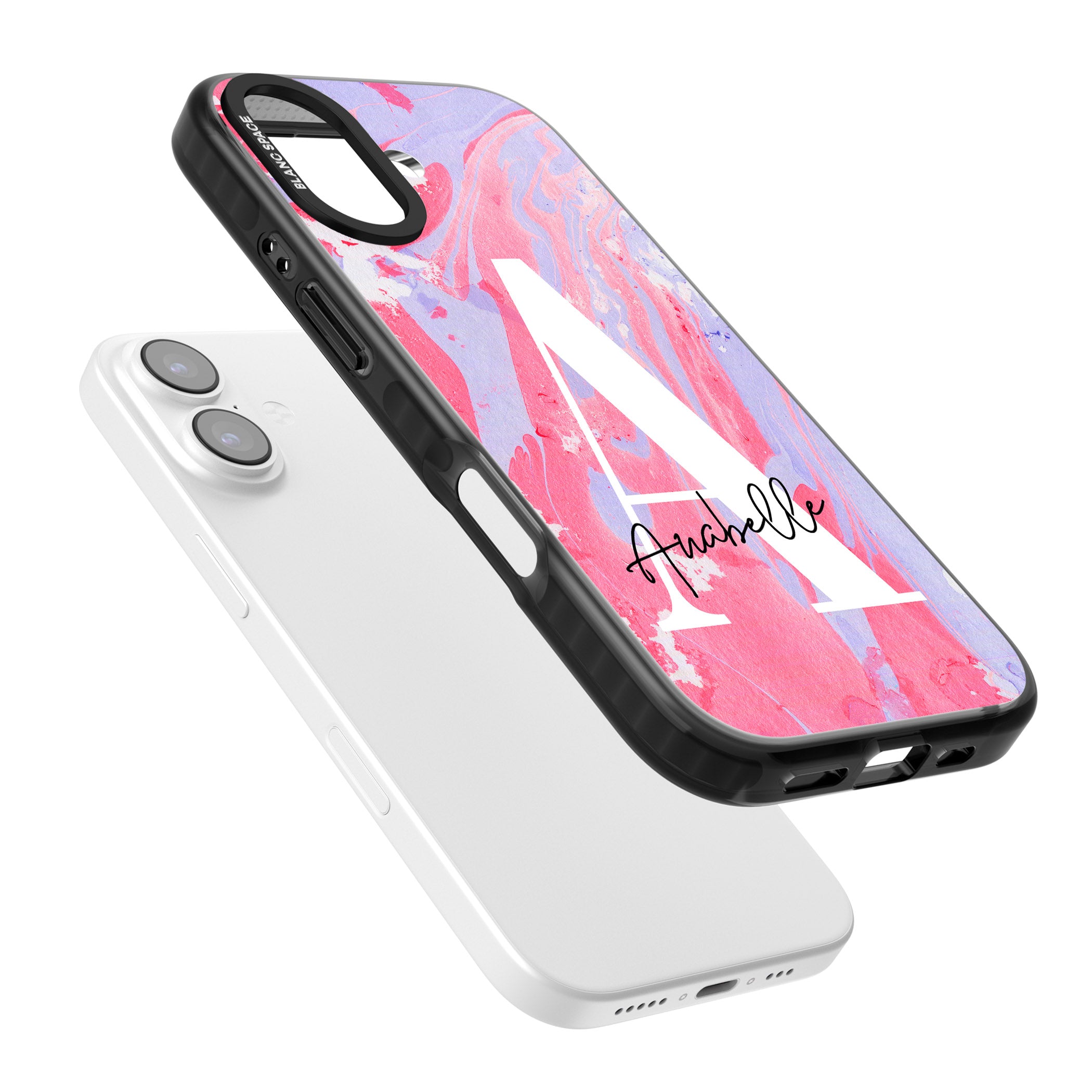 Personalised Pink & Purple Marble iPhone 17 Impact Black Phone Case Colours