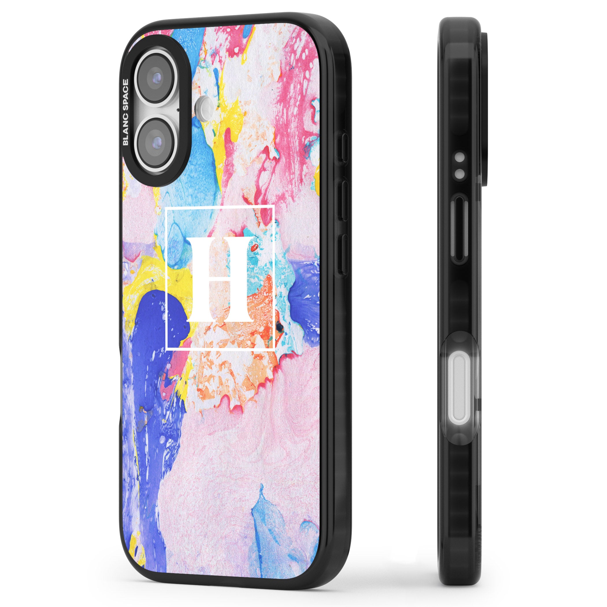 Personalised Pastel Marble Mix iPhone 17 Impact Black Phone Case Side Profile