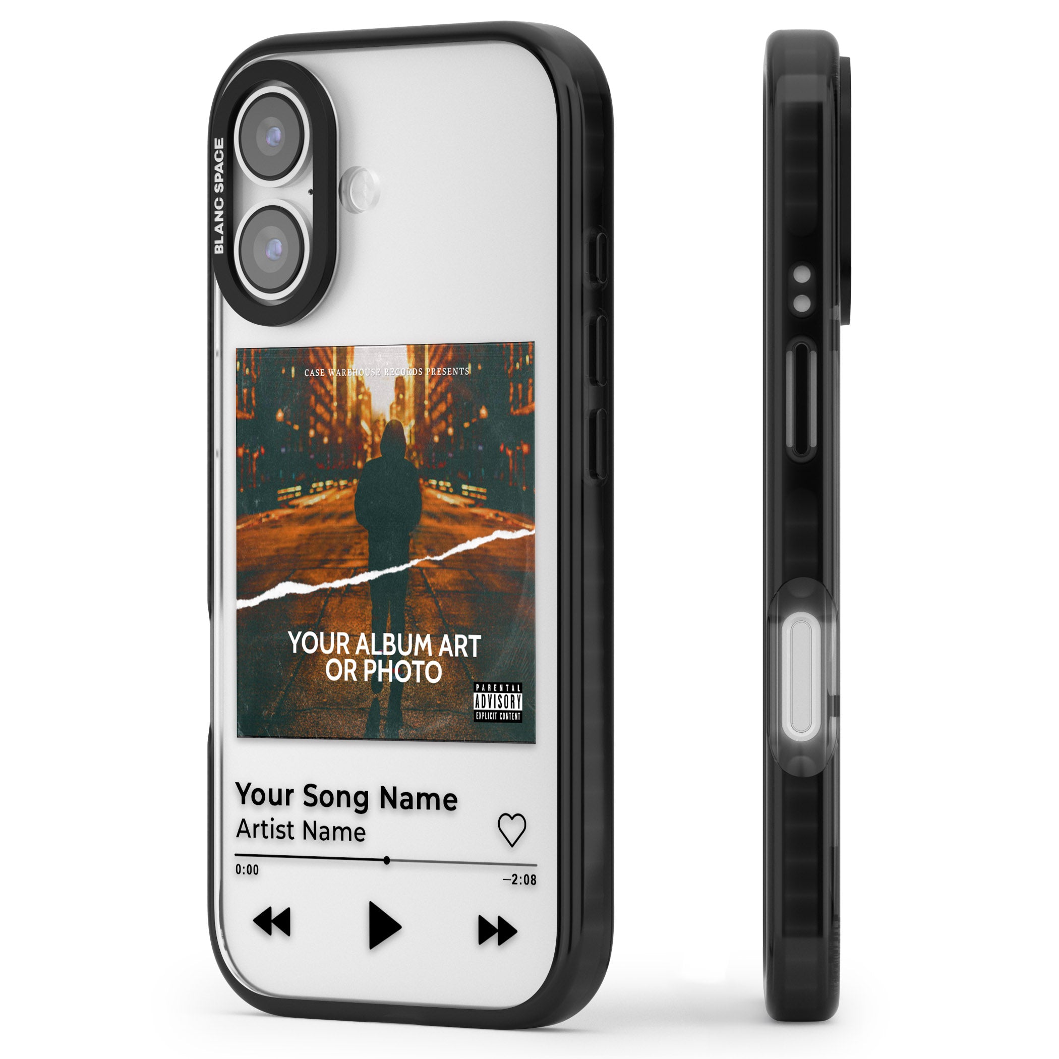Personalised Album Art iPhone 17 Impact Black Phone Case Side Profile