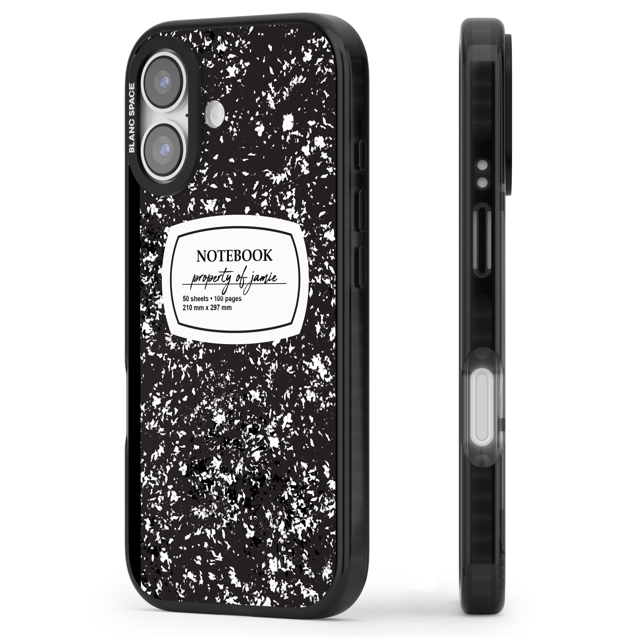Personalised Classic Composition iPhone 17 Impact Black Phone Case Side Profile