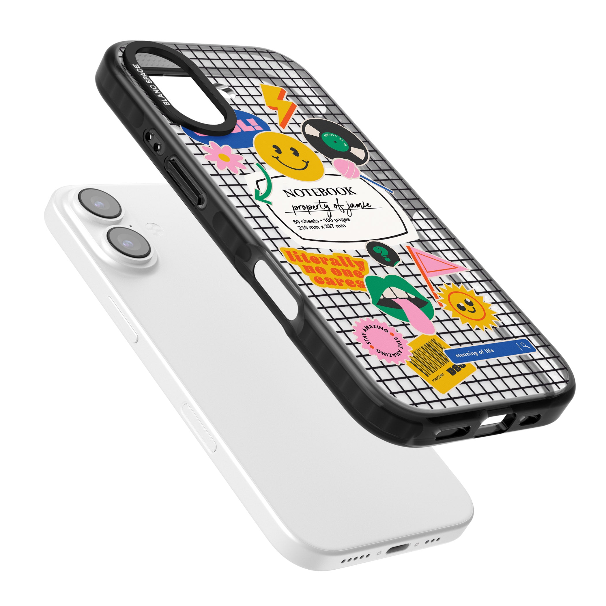 Personalised Sticker Mix Grid iPhone 17 Impact Black Phone Case Colours