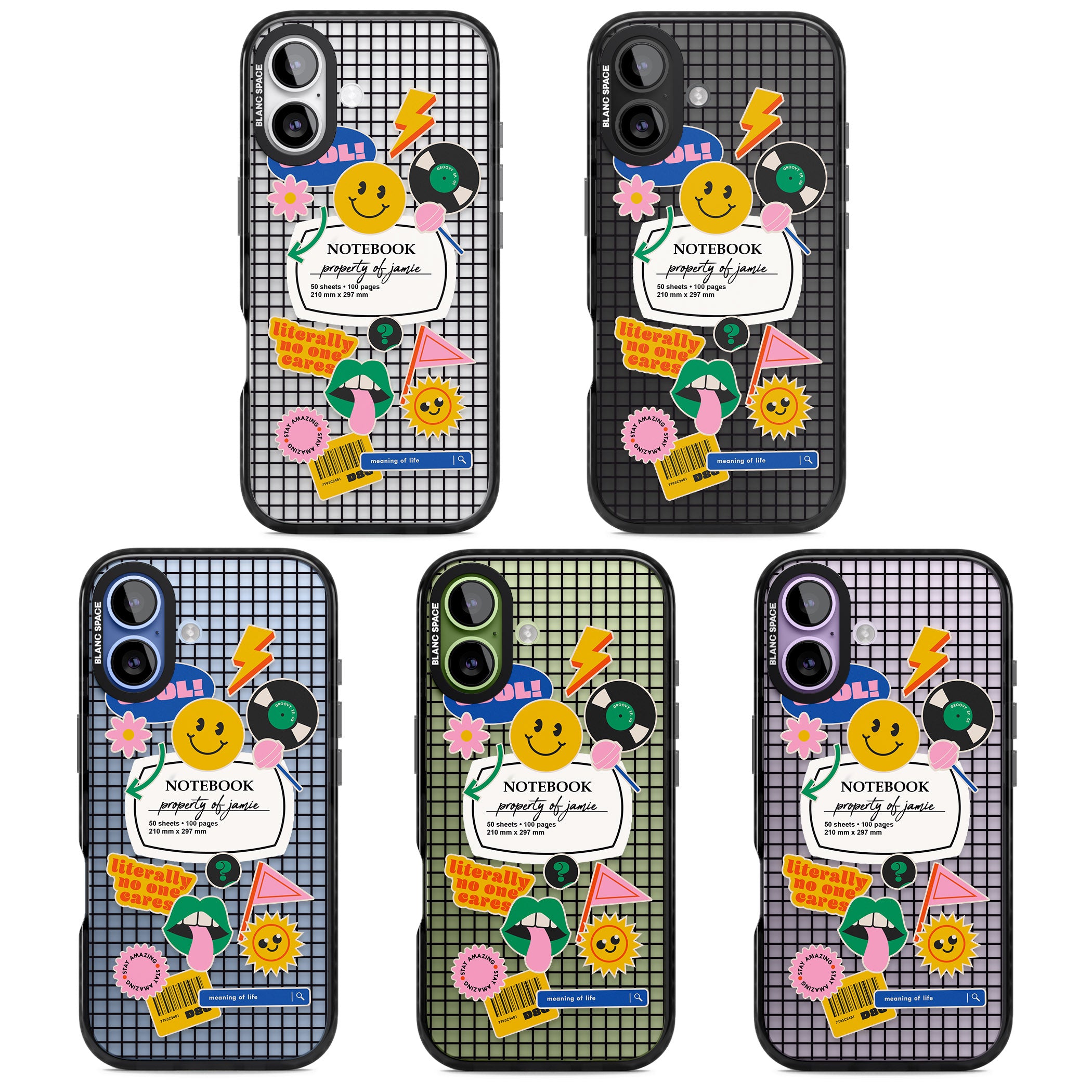 Personalised Sticker Mix Grid iPhone 17 Impact Black Phone Case APT Impact Protection