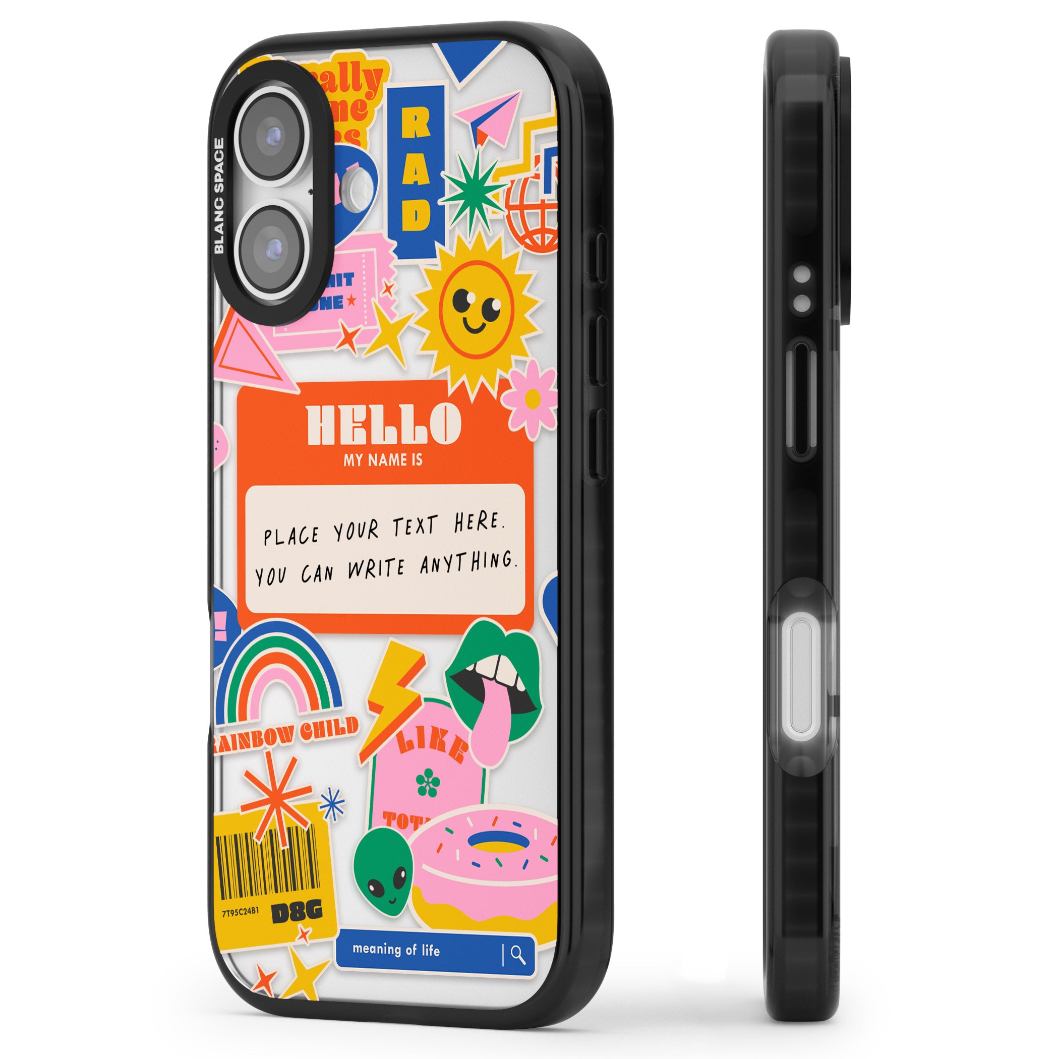 Personalised Retro Vibes Sticker iPhone 17 Impact Black Phone Case Side Profile