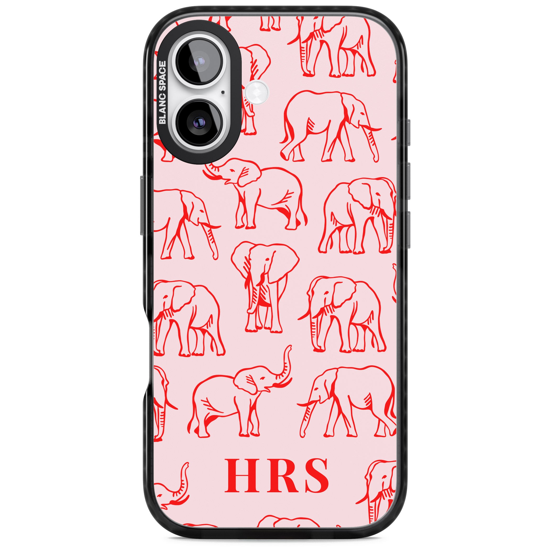 Personalised Red Elephant Outline iPhone 17 Impact Black Phone Case