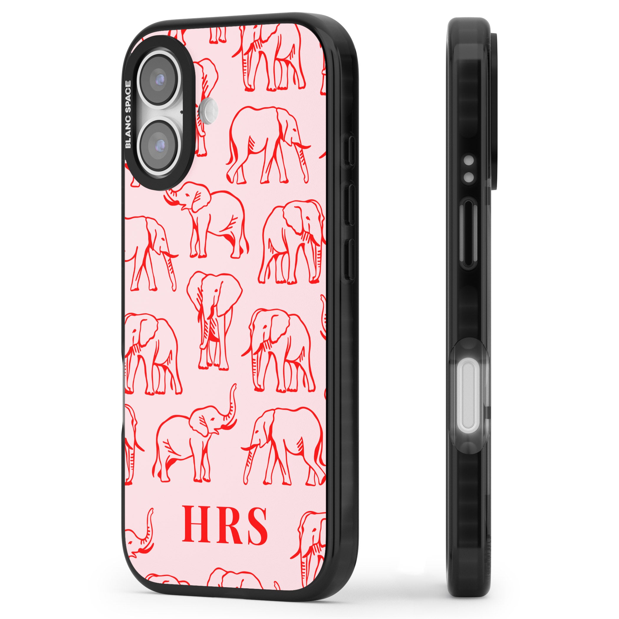 Personalised Red Elephant Outline iPhone 17 Impact Black Phone Case Side Profile