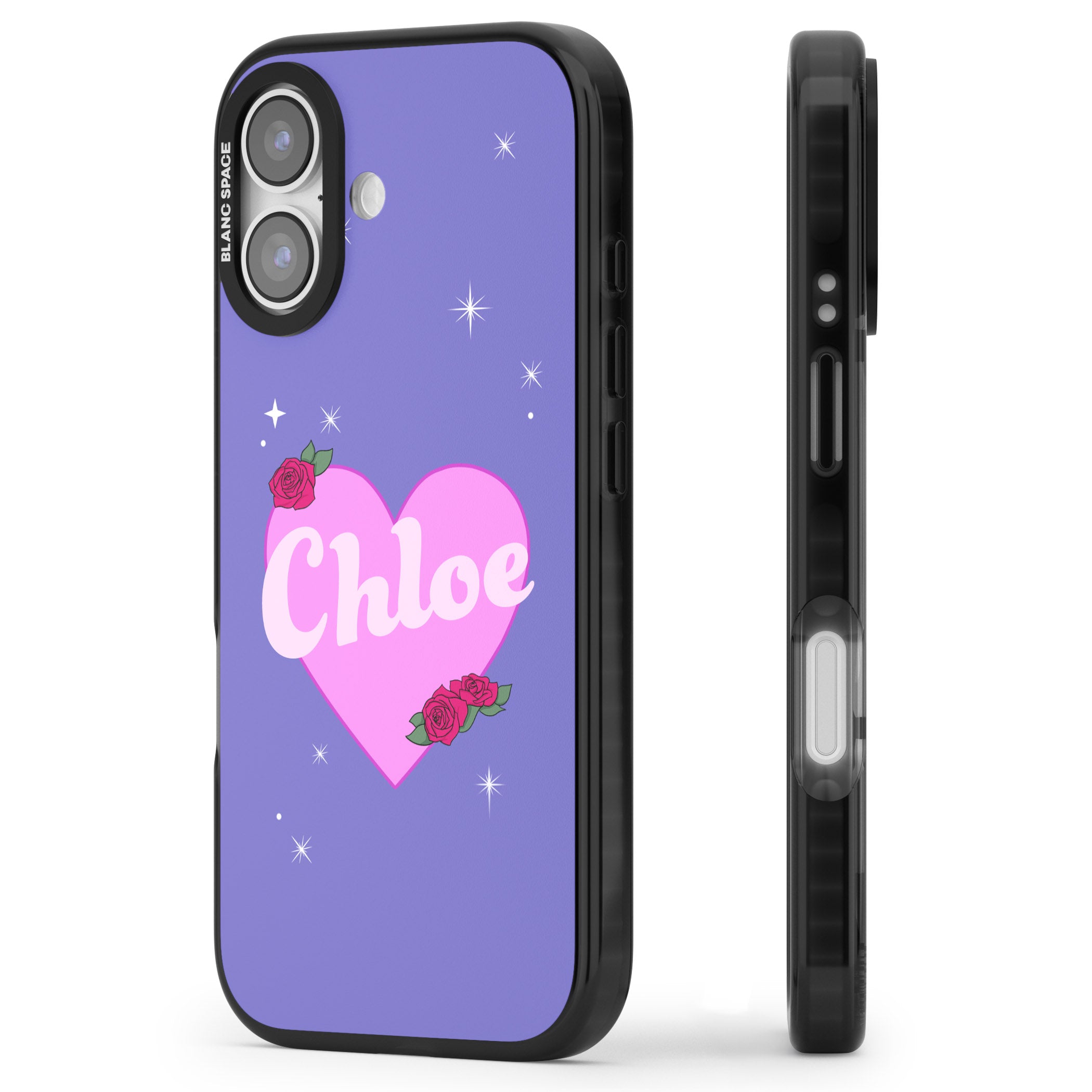 Personalised Glamorous Love Heart iPhone 17 Impact Black Phone Case Side Profile