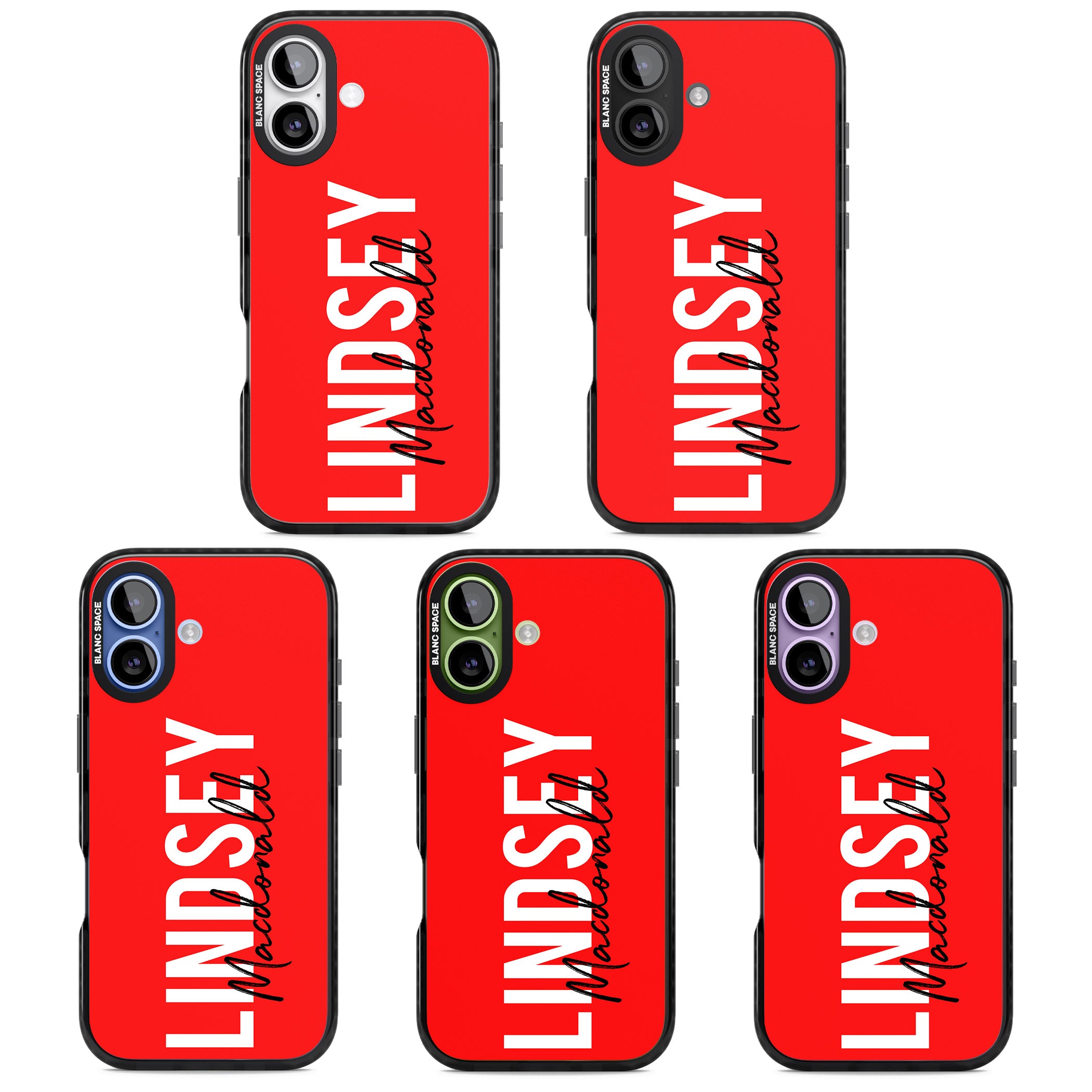 Personalised Bold Name: Red iPhone 17 Impact Black Phone Case APT Impact Protection