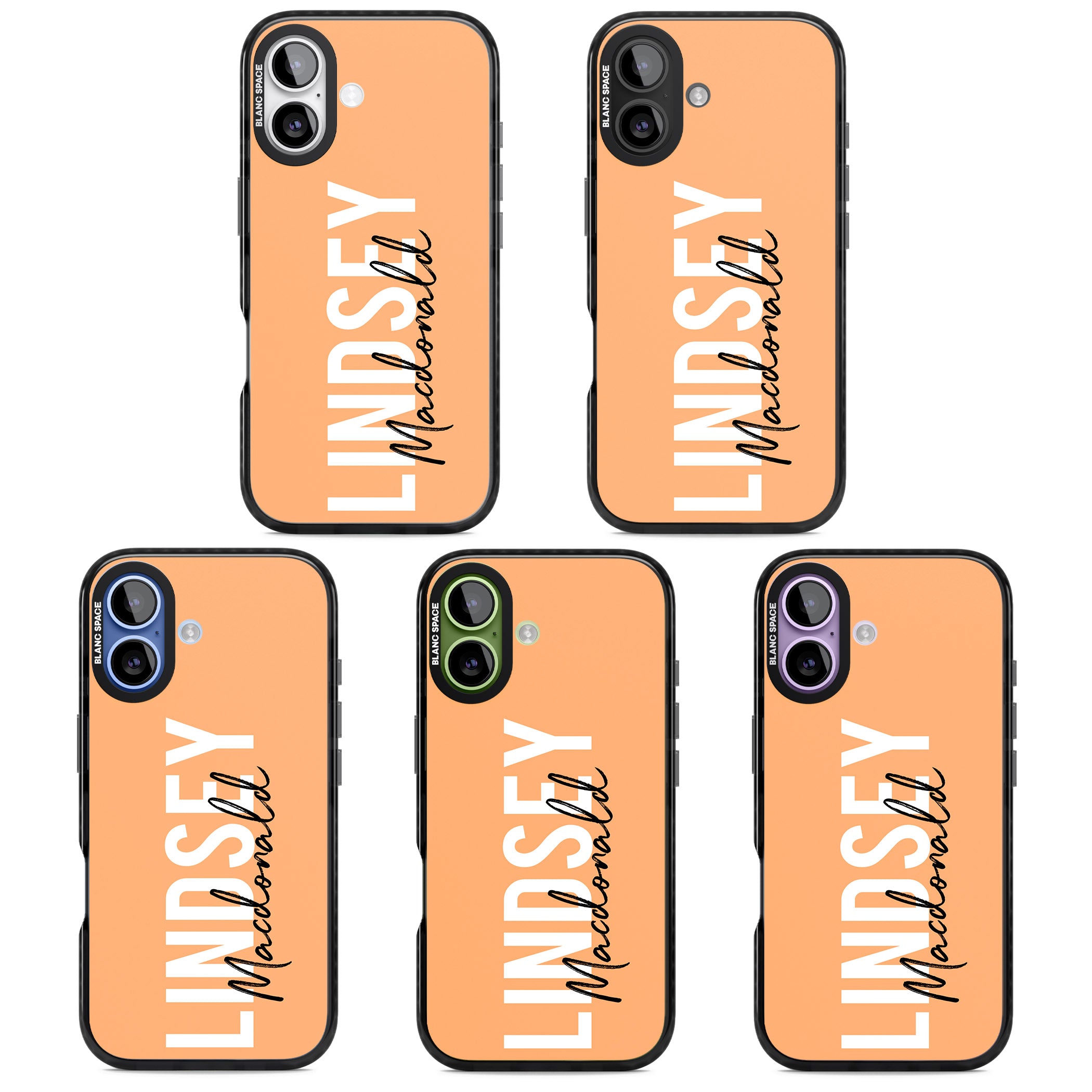 Personalised Bold Name: Peach iPhone 17 Impact Black Phone Case APT Impact Protection