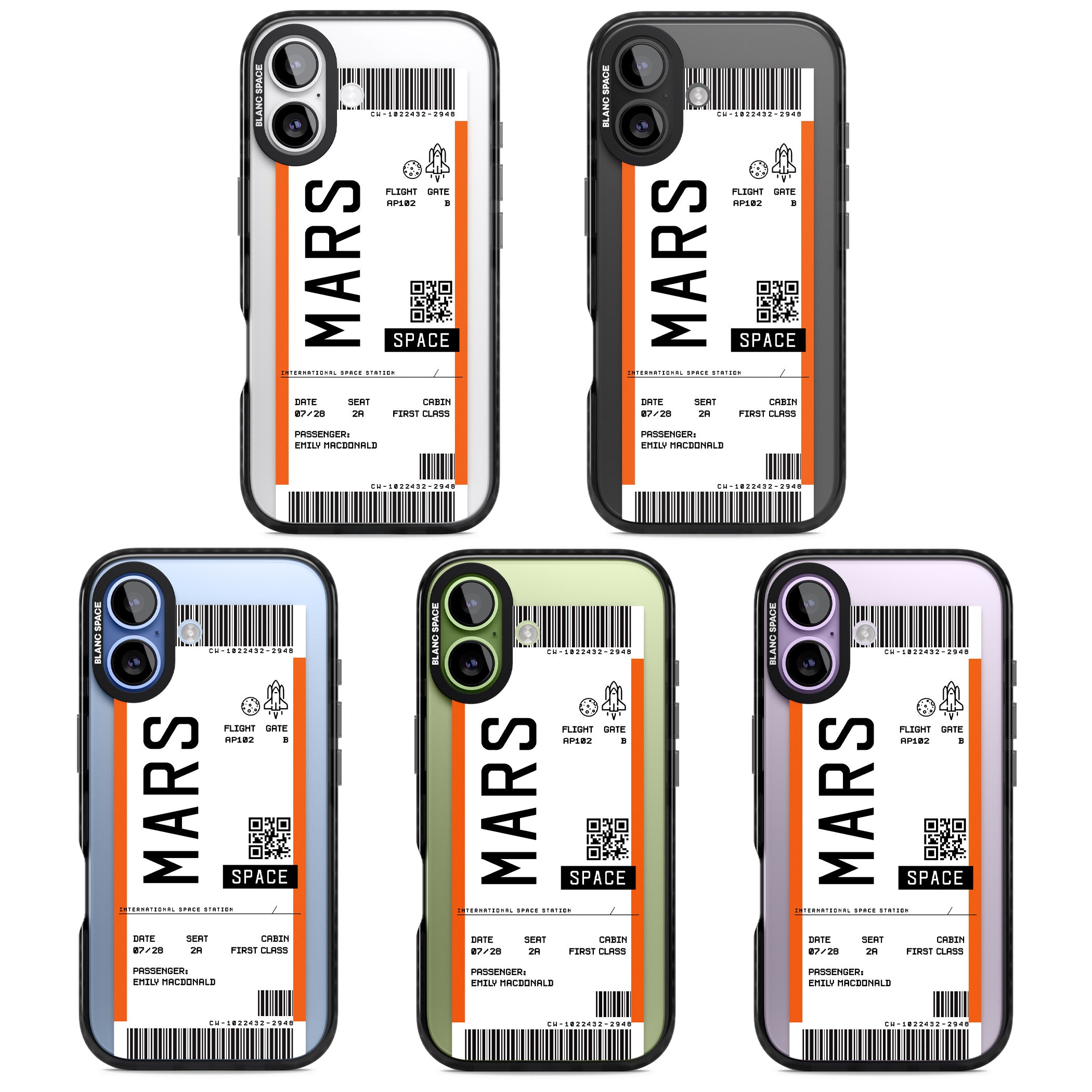 Personalised Mars Travel Ticket iPhone 17 Impact Black Phone Case APT Impact Protection