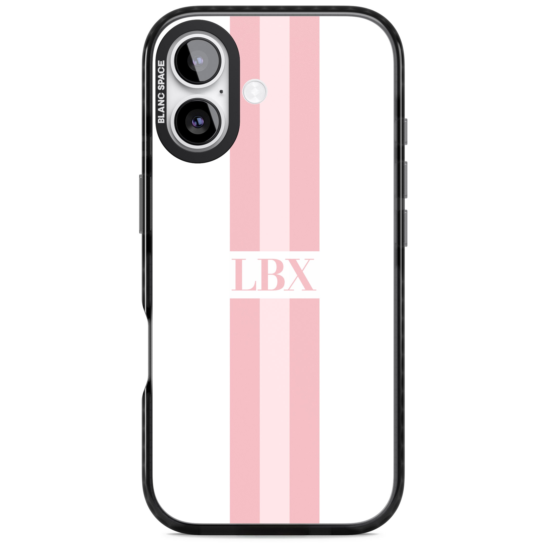 Personalised Minimal Pink Stripe iPhone 17 Impact Black Phone Case