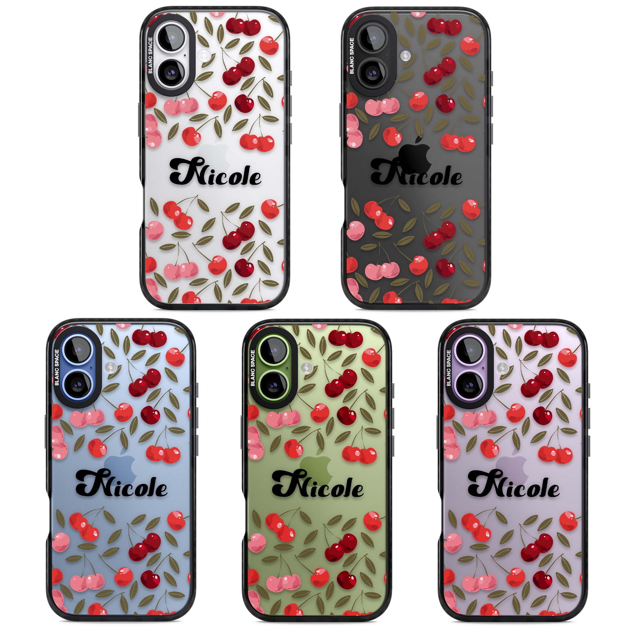 Personalised Cherry Pattern iPhone 17 Impact Black Phone Case APT Impact Protection