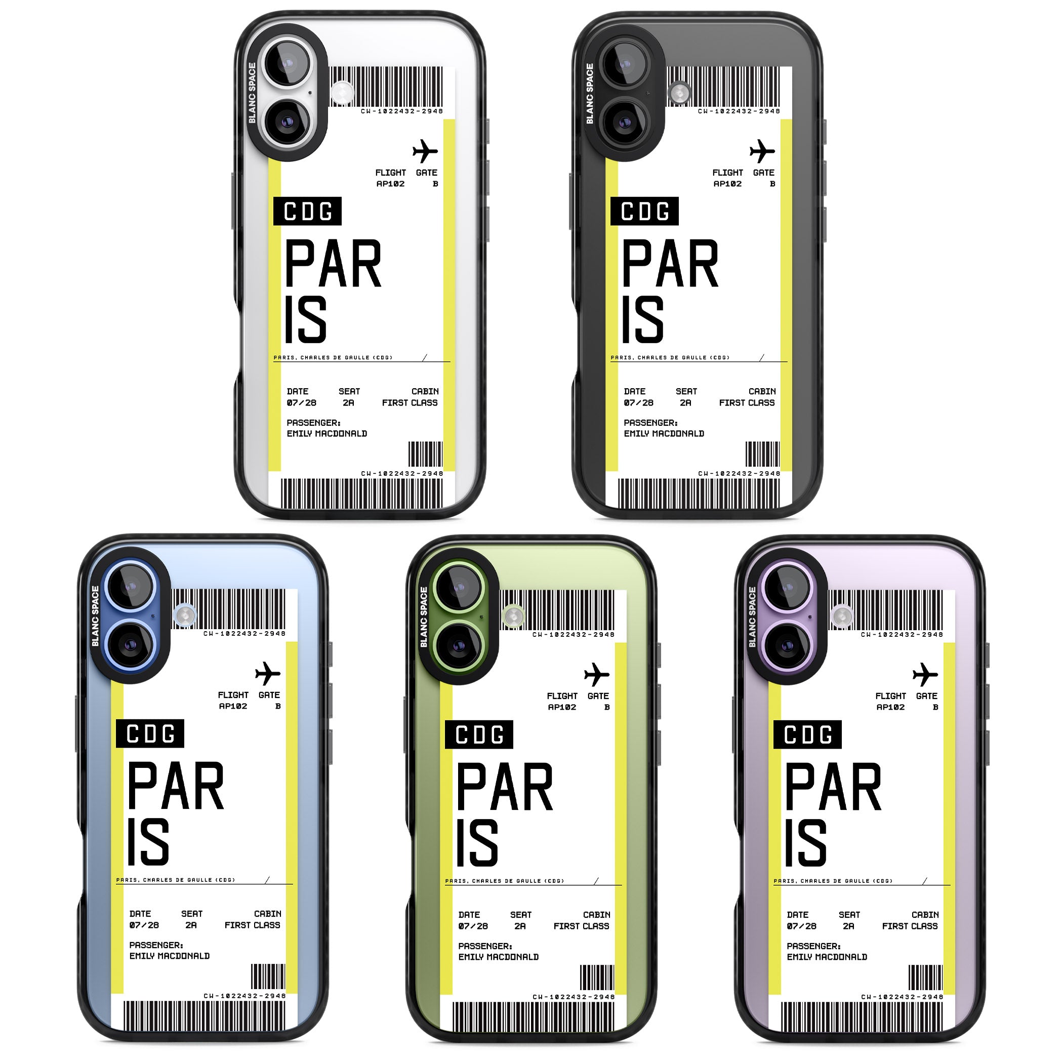 Personalised Paris Boarding Pass iPhone 17 Impact Black Phone Case APT Impact Protection