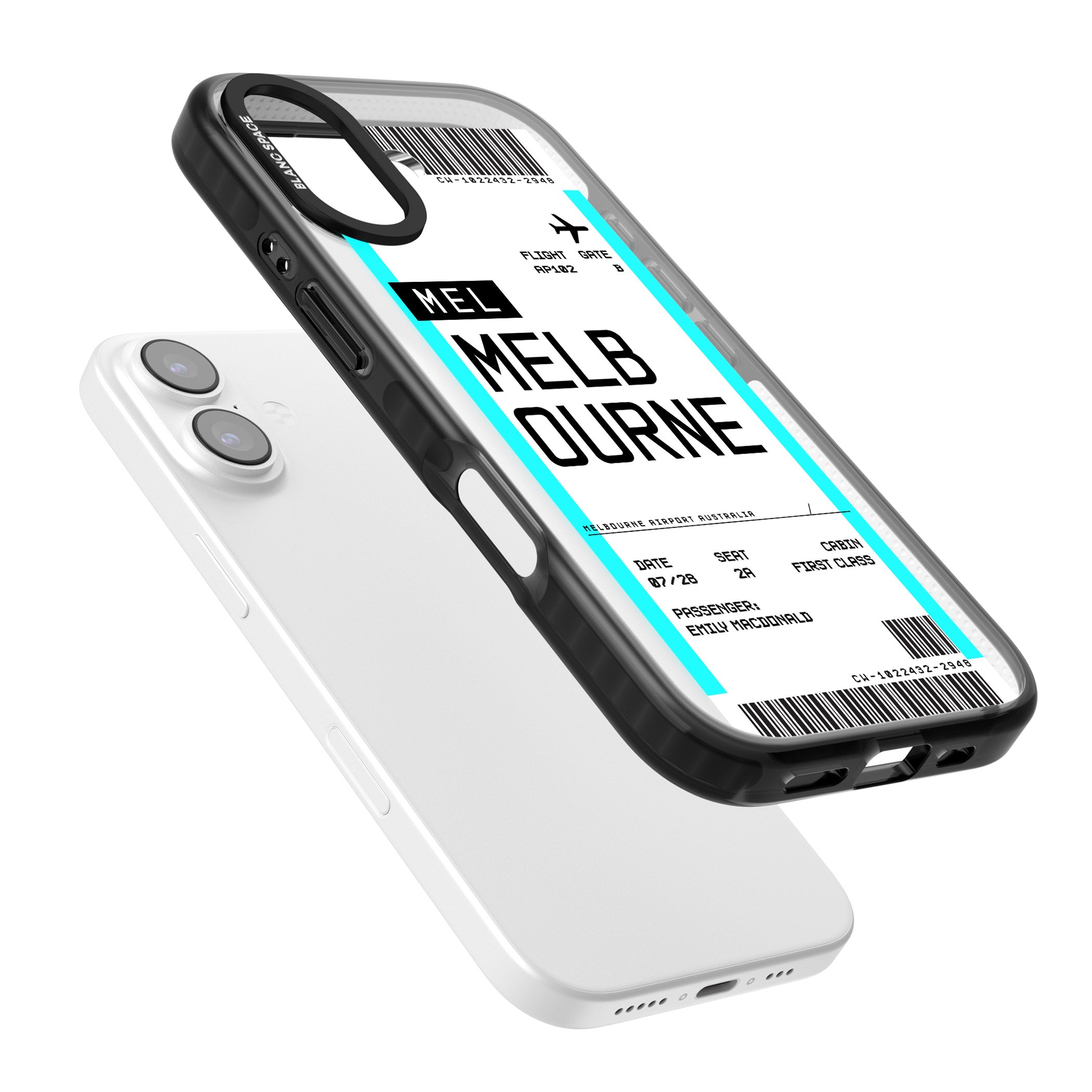 Personalised Melbourne Boarding Pass iPhone 17 Impact Black Phone Case Colours
