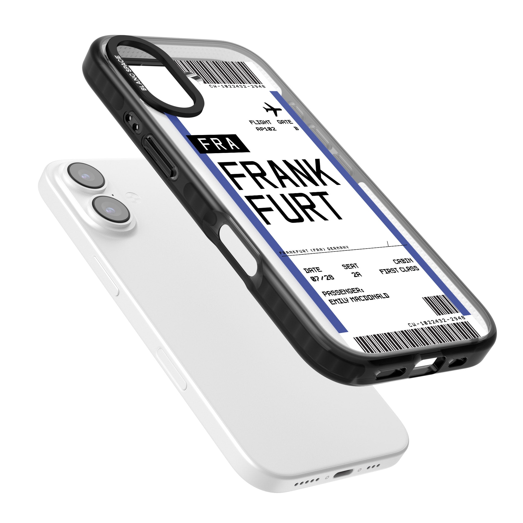 Personalised Frankfurt Boarding Pass iPhone 17 Impact Black Phone Case Colours